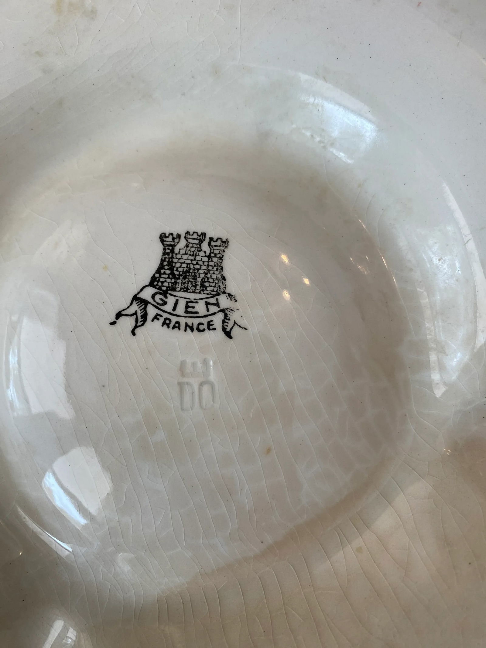 Antique Gien France White Artichoke Plate - 5