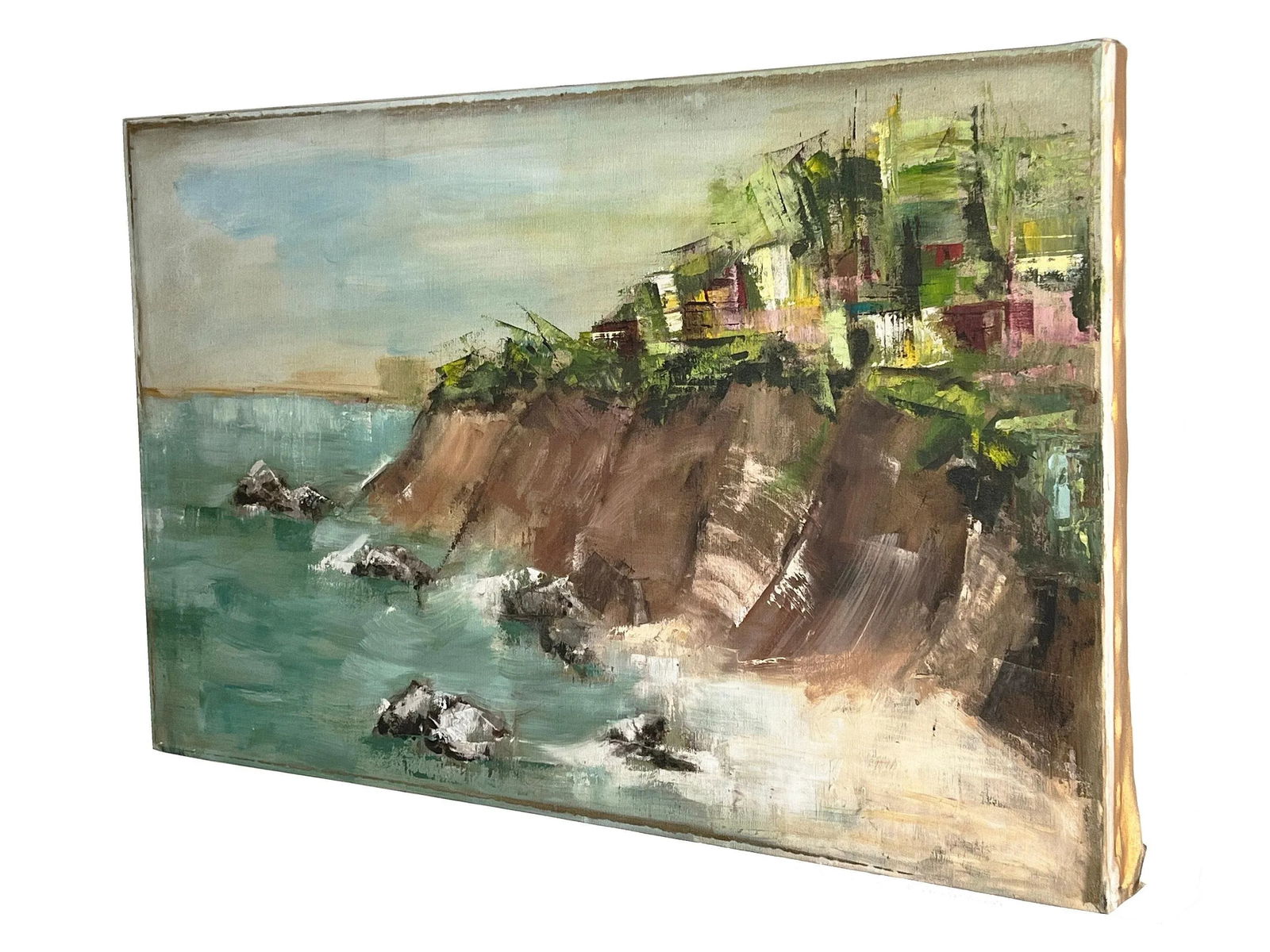 Abstract "Seaside Cliffs" California Oil on Canvas by Artist M. Wilson - 2