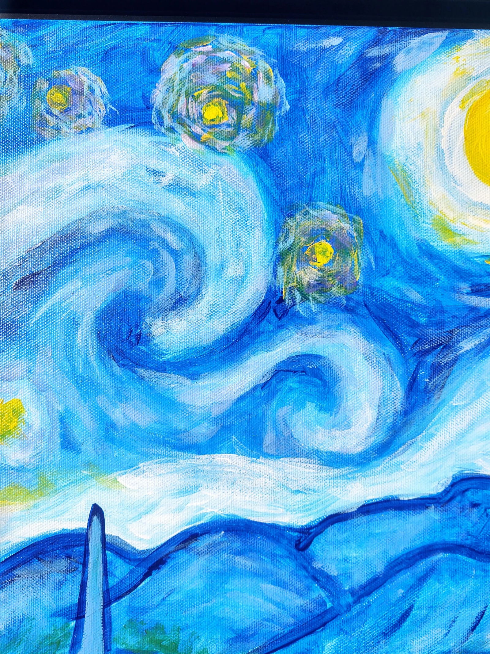 "A Tribute to Van Gogh's Starry Night" Contemporary Post-Impressionist Landscape Painting by Linda M - 5