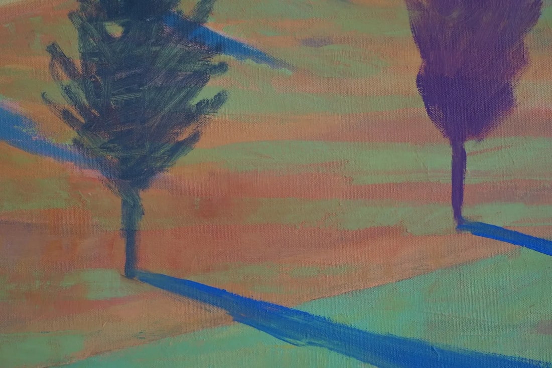 "Prairie Stripes With Trees" Patty Rodgers Contemporary Landscape Oil Painting - 2