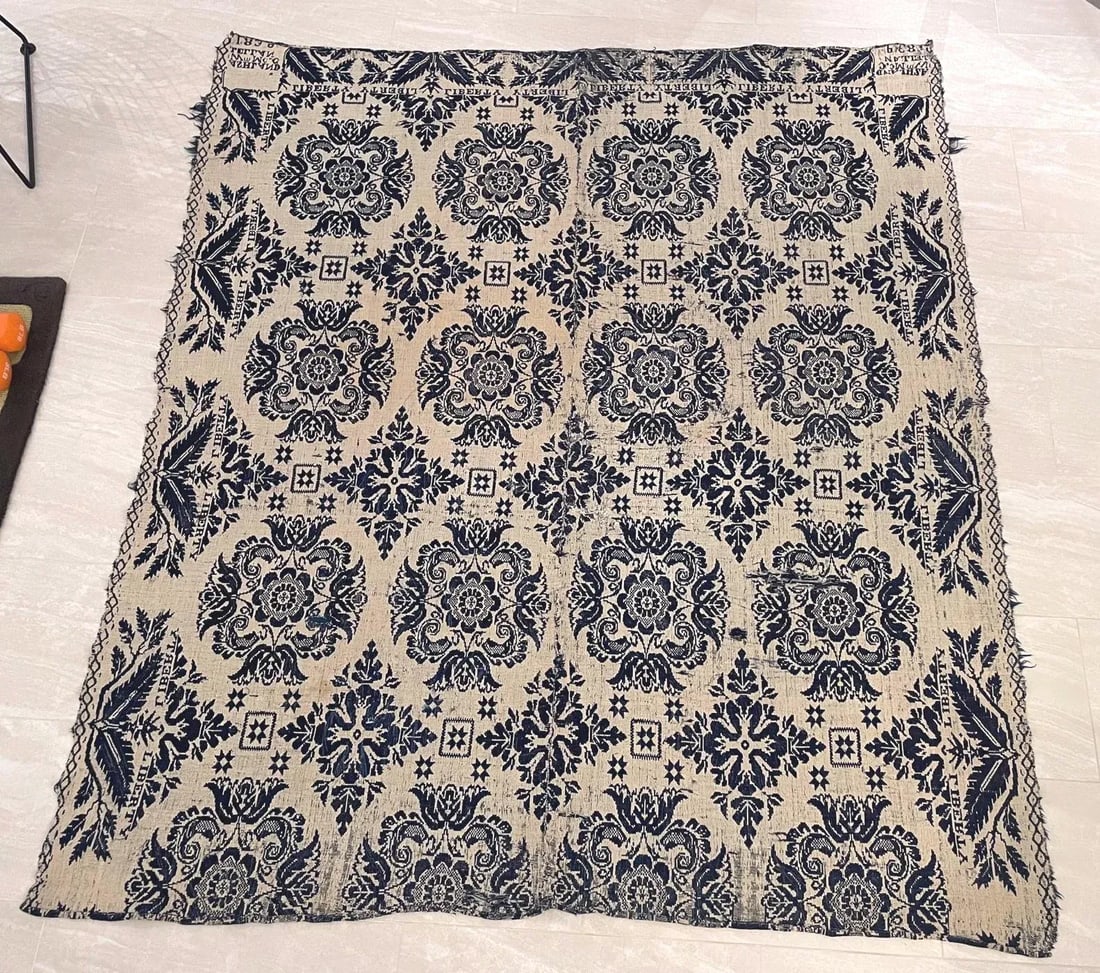 Antique Jacquard Woven Coverlet Liberty Ashland W McLellen 1839 - 11