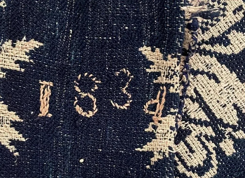 Antique Jacquard Woven Coverlet Liberty Ashland W McLellen 1839 - 2