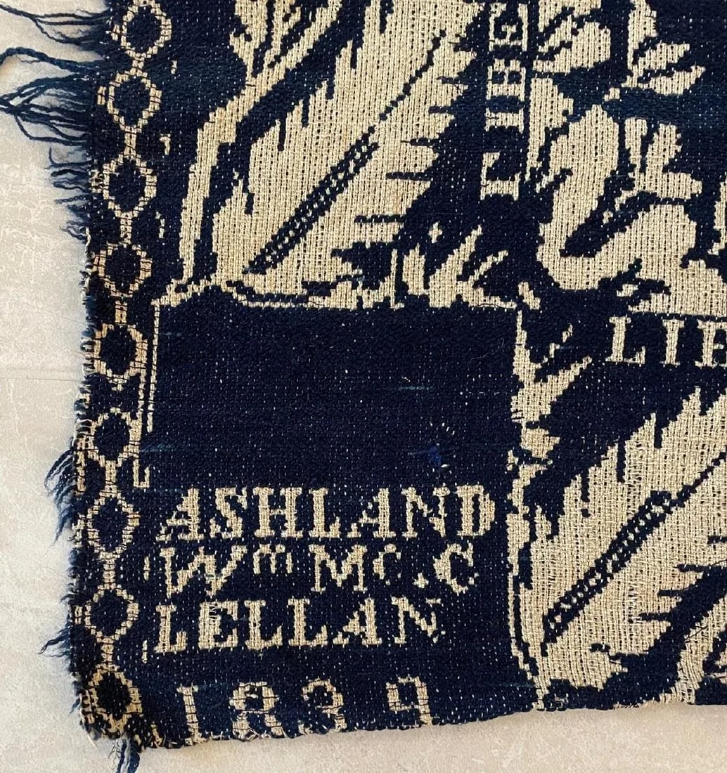 Antique Jacquard Woven Coverlet Liberty Ashland W McLellen 1839 - 3