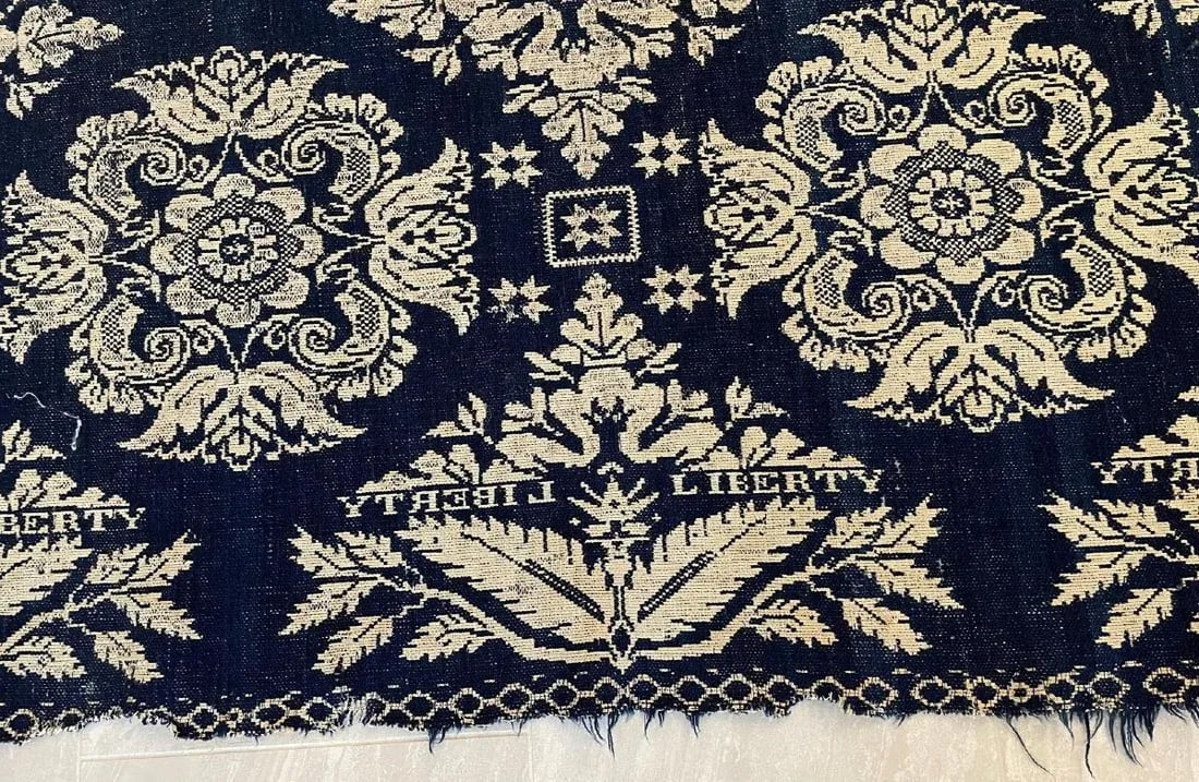 Antique Jacquard Woven Coverlet Liberty Ashland W McLellen 1839 - 6