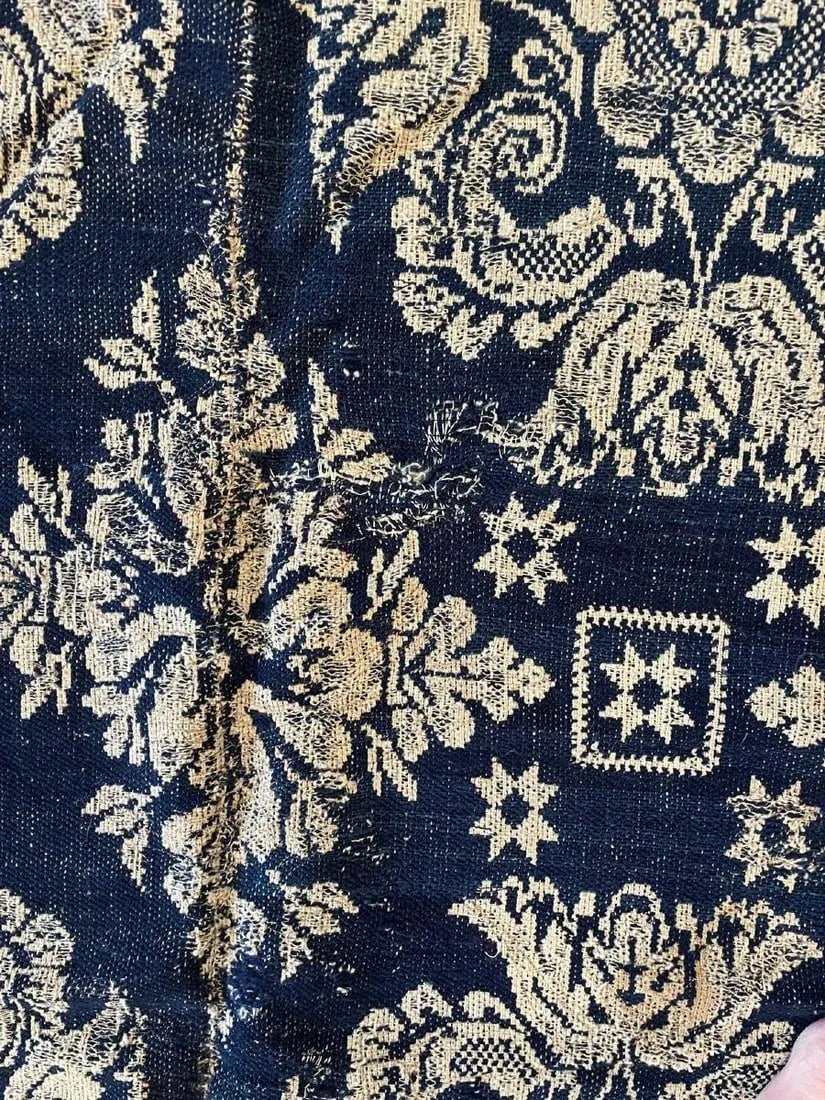 Antique Jacquard Woven Coverlet Liberty Ashland W McLellen 1839 - 8