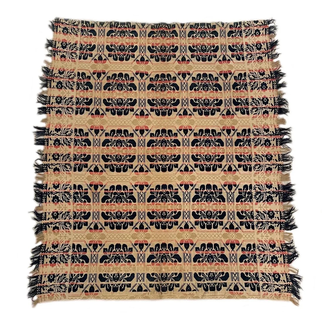 Antique Mid 19th Century Reversible Coverlet - 9