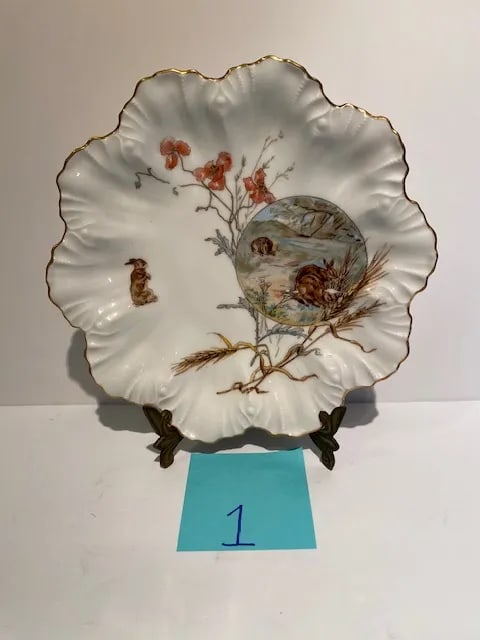 Antique Limoges Porcelain Scalloped Aesthetic Plates- Set of 6 - 2