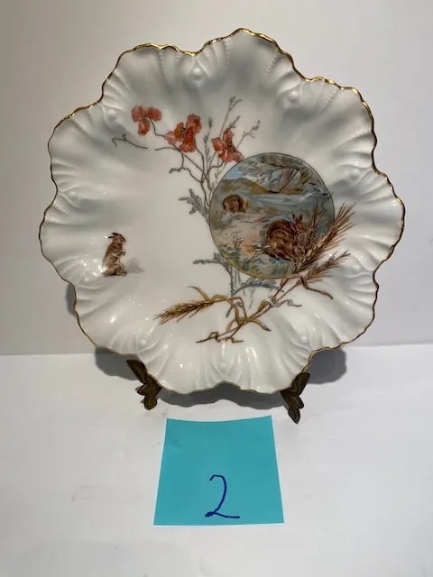 Antique Limoges Porcelain Scalloped Aesthetic Plates- Set of 6 - 3