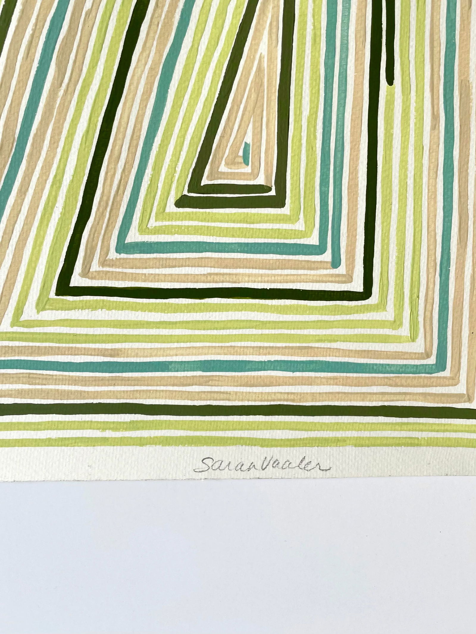 Abstract Geometric Painting With Parallel Lines and Upside-Down Triangle by Sarah Vaaler - 4