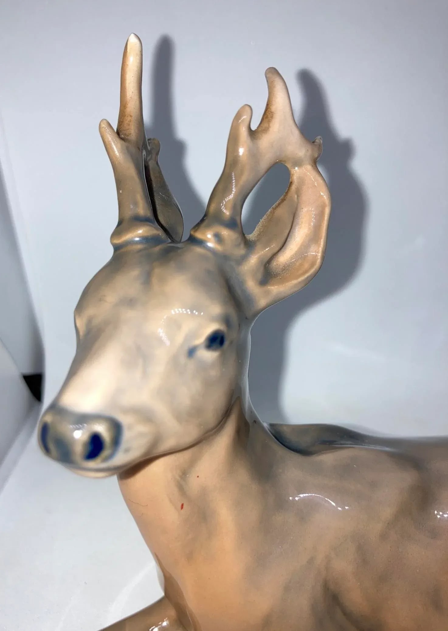 Vintage 1950s Royal Copenhagen Denmark 756 Resting Deer / Buck Porcelain Figurine - 4