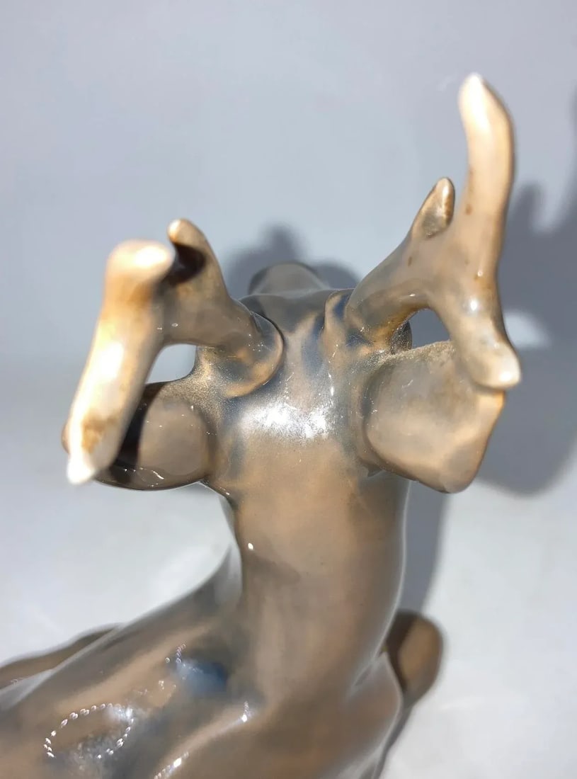 Vintage 1950s Royal Copenhagen Denmark 756 Resting Deer / Buck Porcelain Figurine - 6