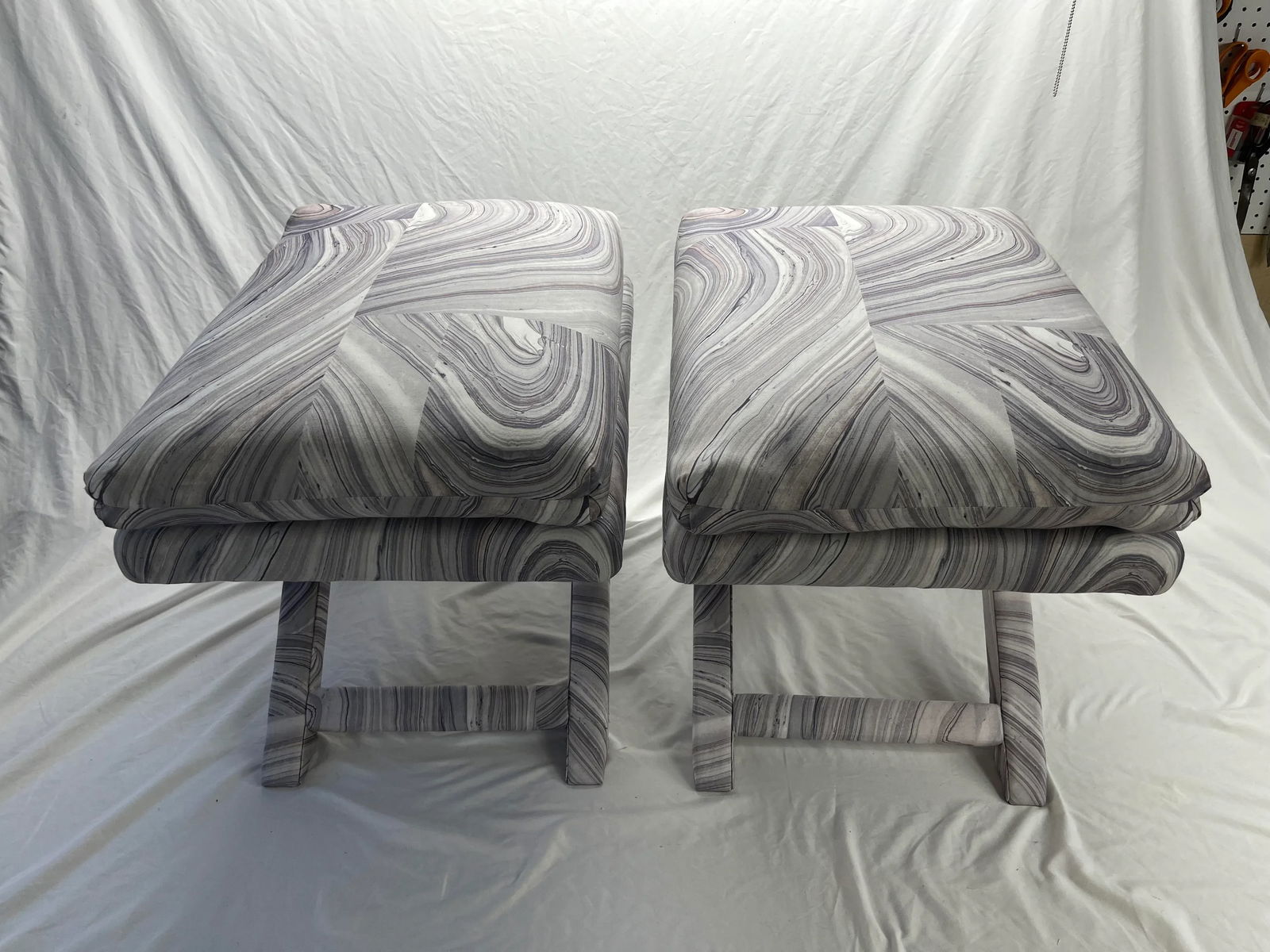 Pair of 1970's Ottomans in the Style of Billy Baldwin - 12
