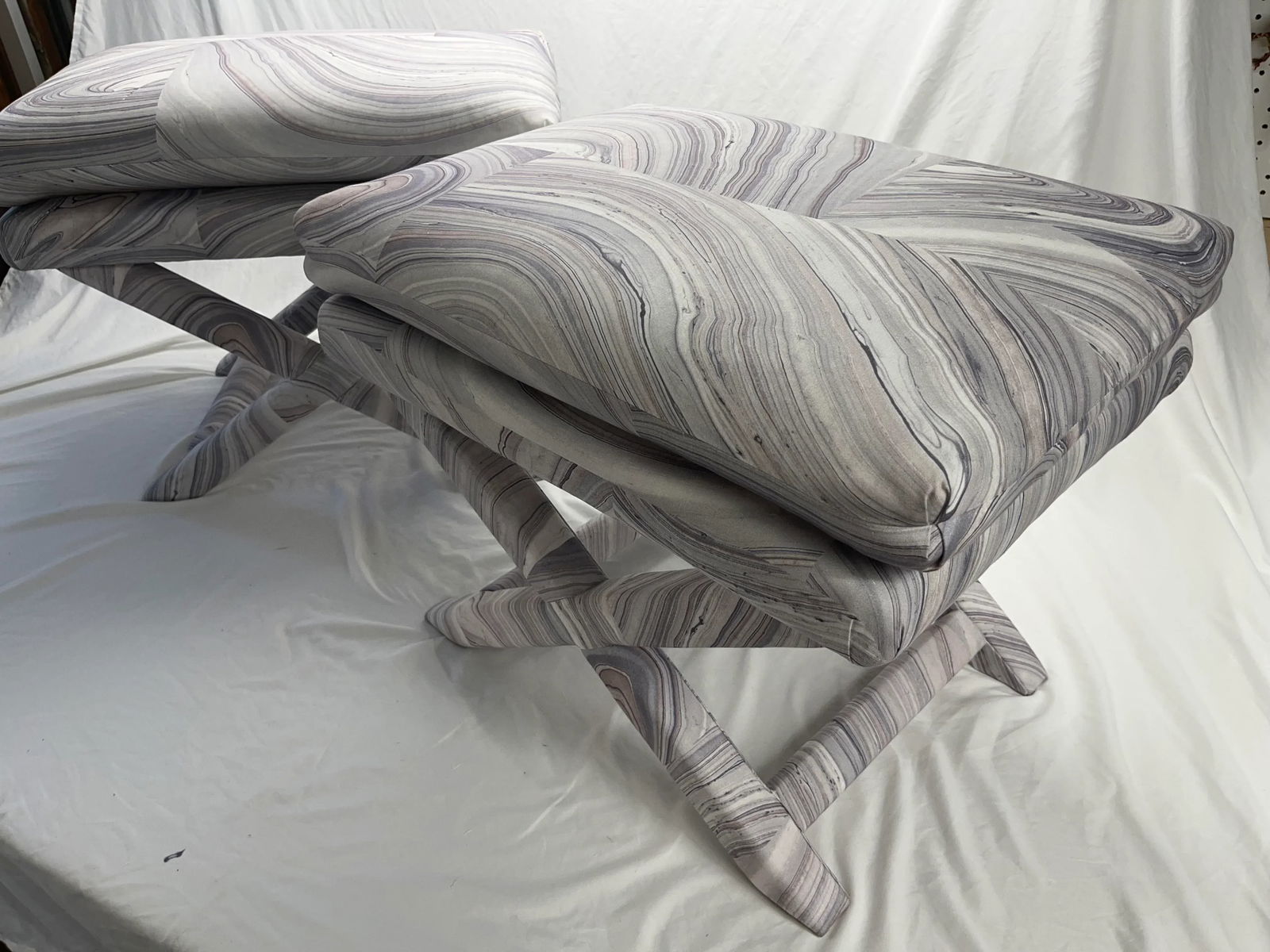 Pair of 1970's Ottomans in the Style of Billy Baldwin - 5