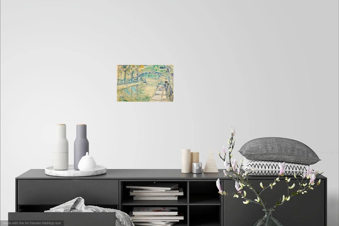 "Canal St. Martin" Contemporary Monotype by Humbert Curcuru - 2