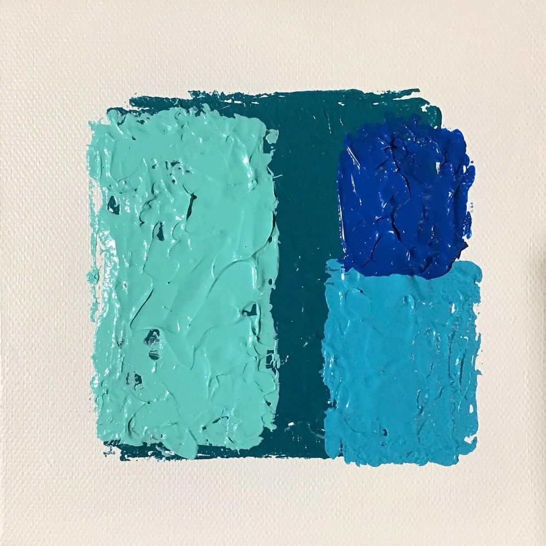 "Pacific Blues"? Contemporary Abstract Acrylic Painting on Stretched Canvas: Acrylic on 6" by 1.5" by 6". Stretched Canvas. Artist signed on the back side with S. Stilgenbauer (CA Artist Stephen Stilgenbauer). >> This size painting ships with USPS Priority Mail. Co