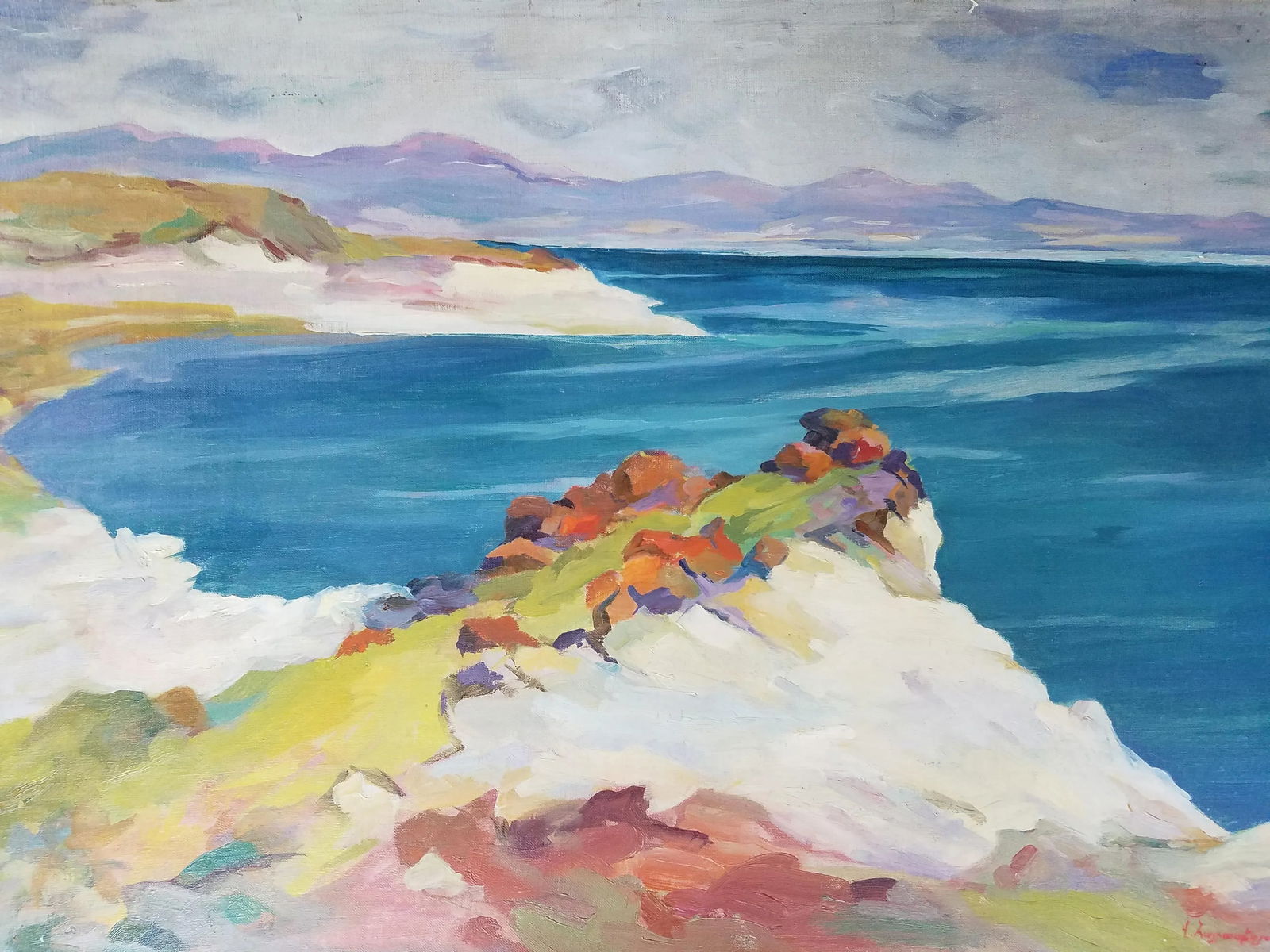 Vintage California Abstract Seascape Painting - 3