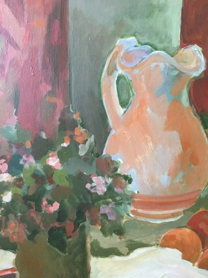 Still Life Tablescape Acrylic Painting by Glo Sessions, Framed - 8