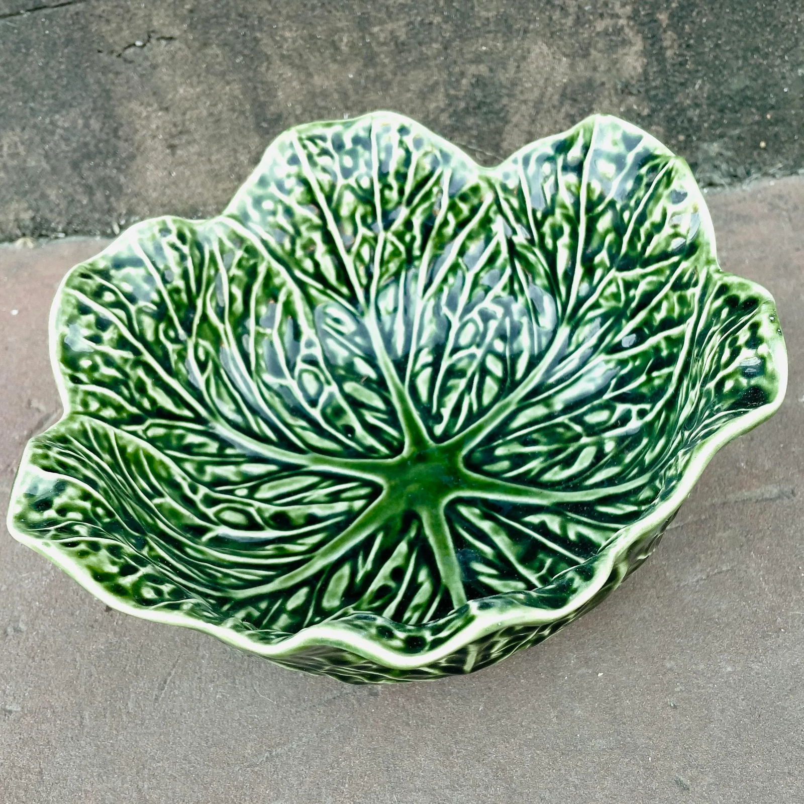 Vintage Portuguese Cabbage Majolica Bowl - 10