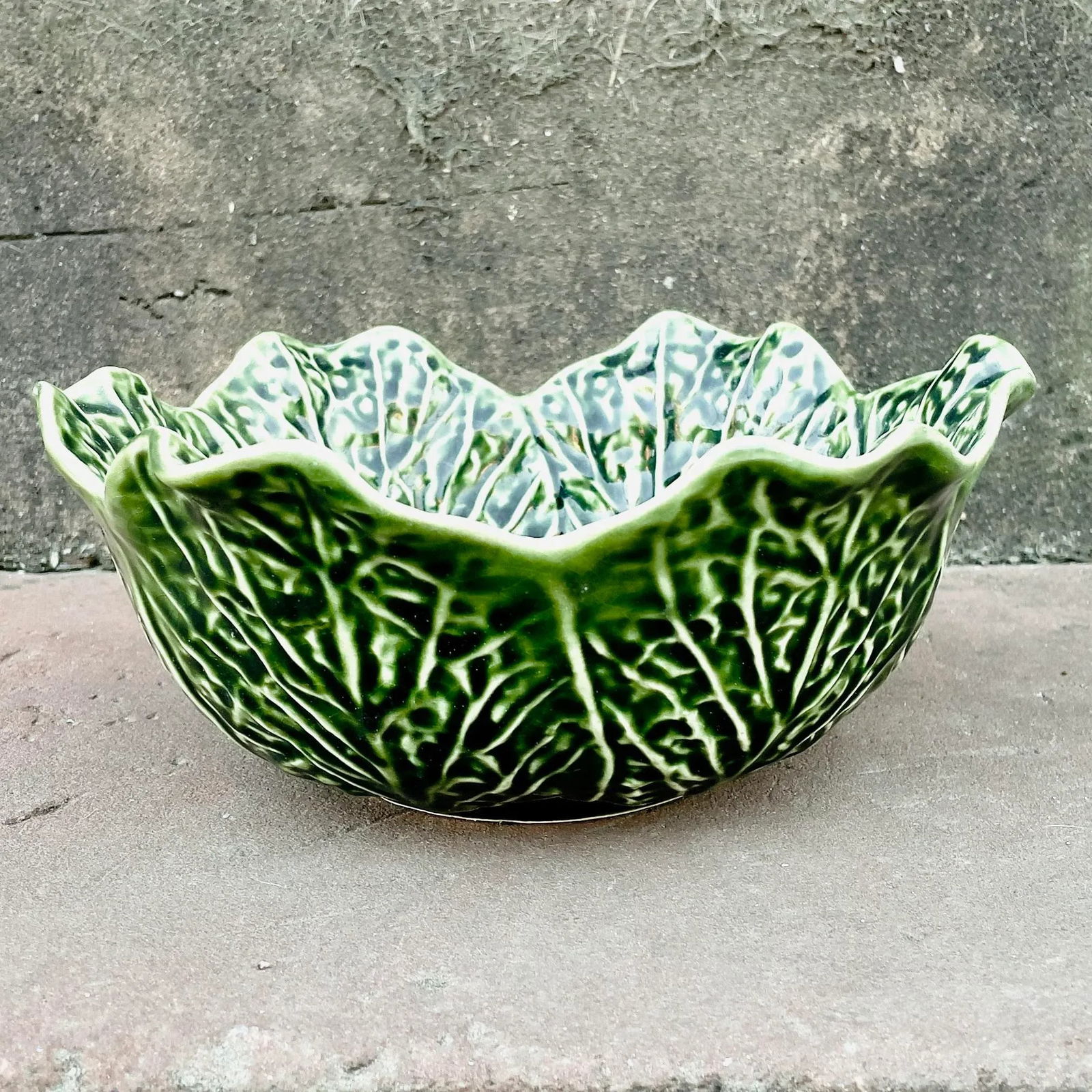 Vintage Portuguese Cabbage Majolica Bowl - 2