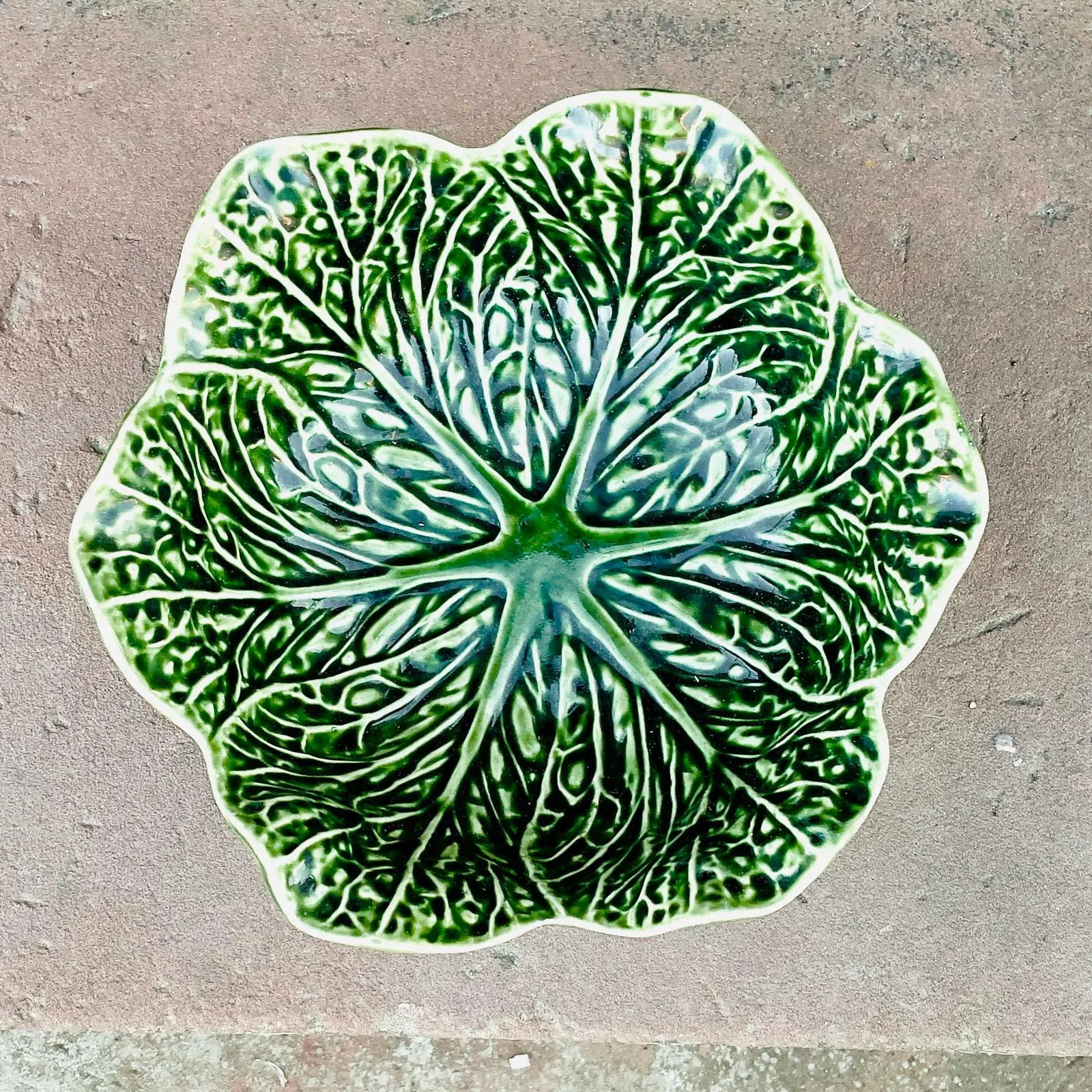 Vintage Portuguese Cabbage Majolica Bowl - 3