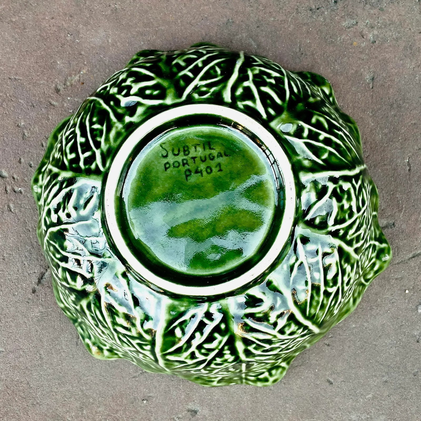 Vintage Portuguese Cabbage Majolica Bowl - 5