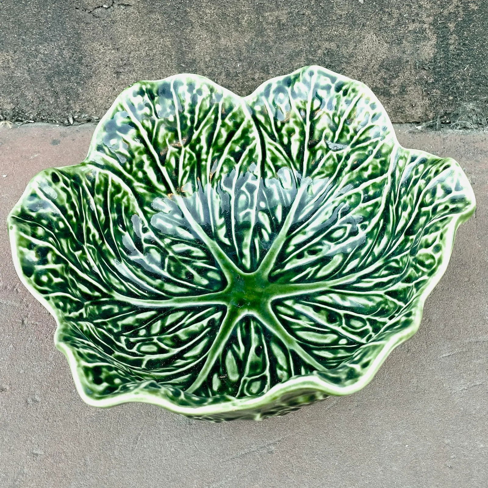 Vintage Portuguese Cabbage Majolica Bowl - 6