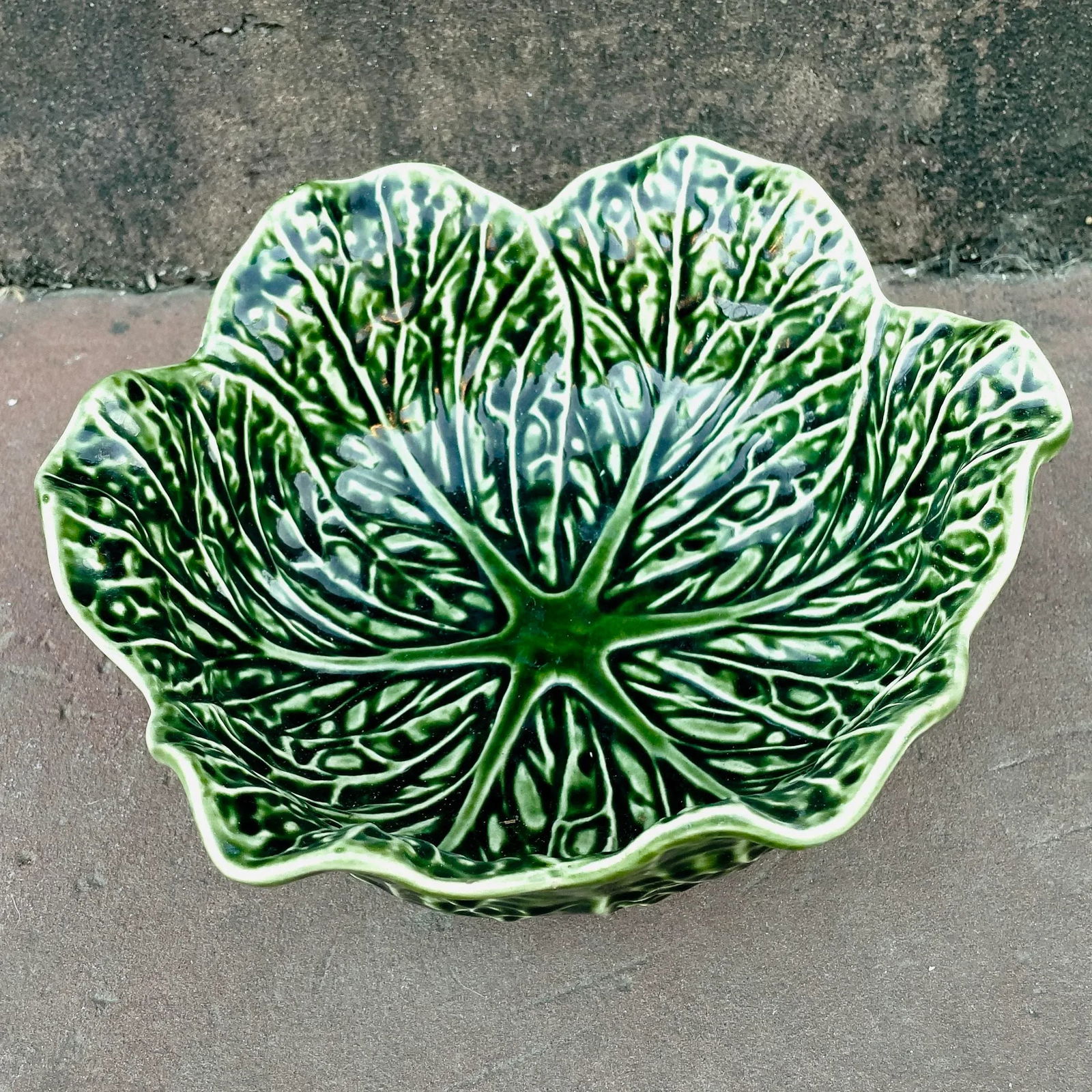 Vintage Portuguese Cabbage Majolica Bowl - 7