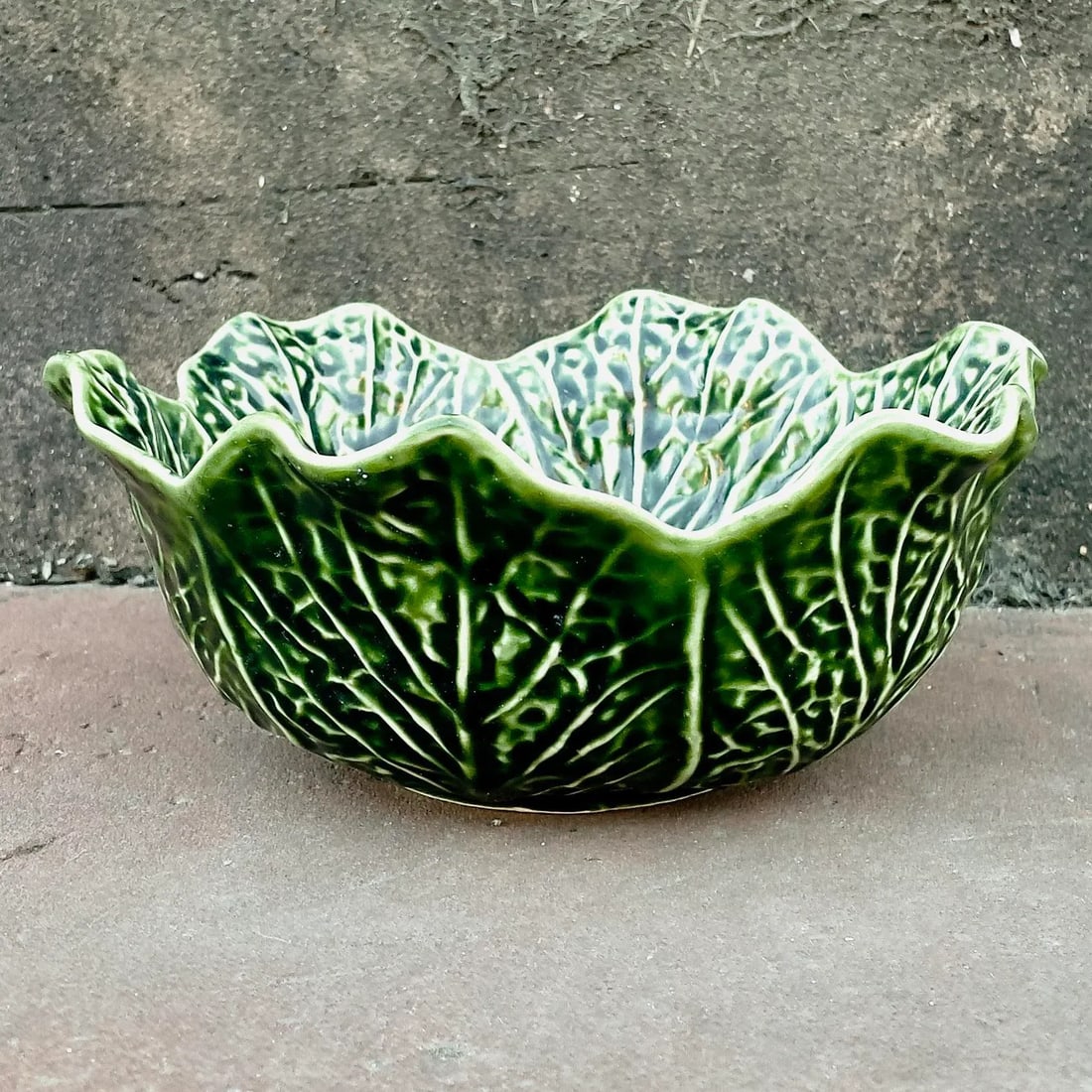 Vintage Portuguese Cabbage Majolica Bowl - 8