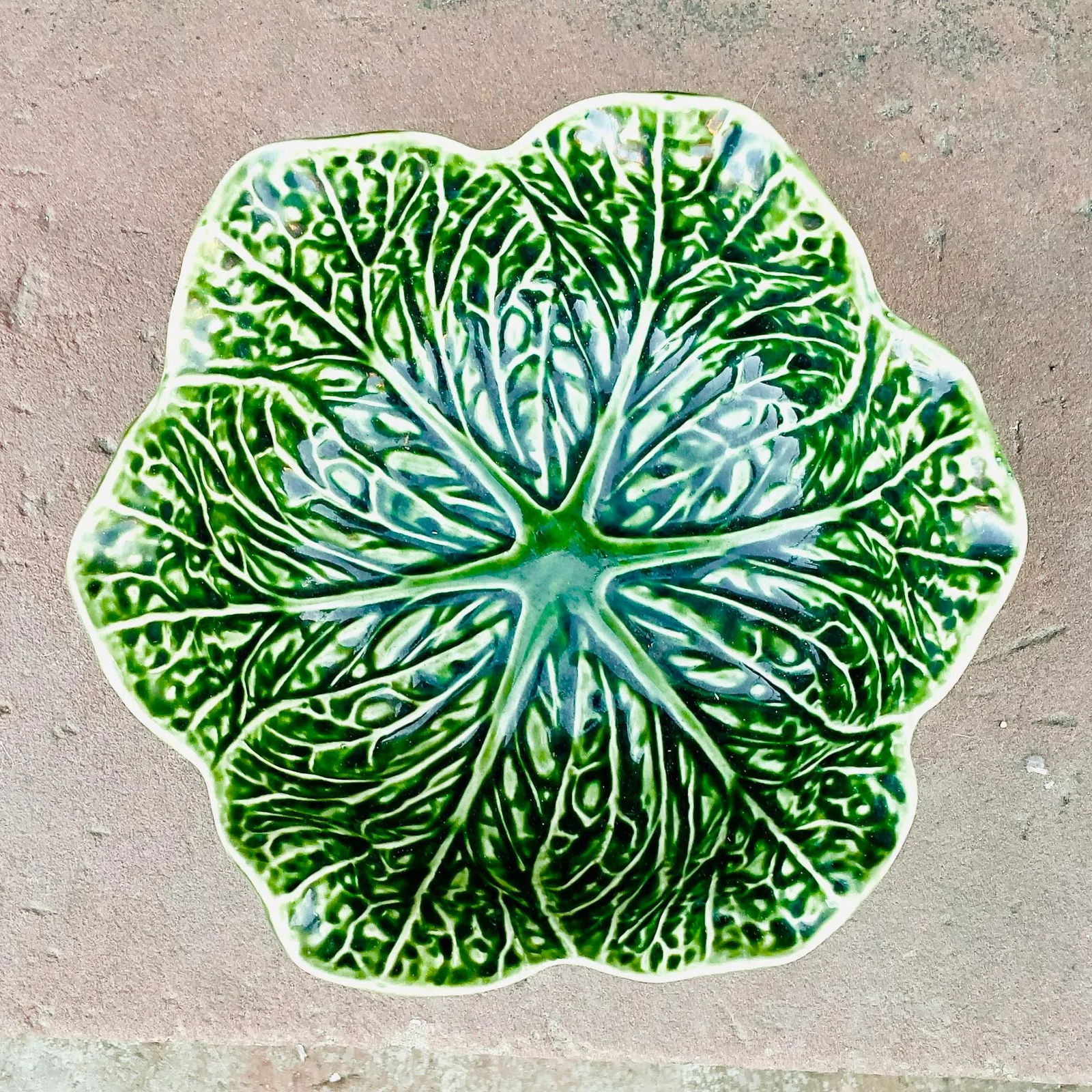 Vintage Portuguese Cabbage Majolica Bowl - 9