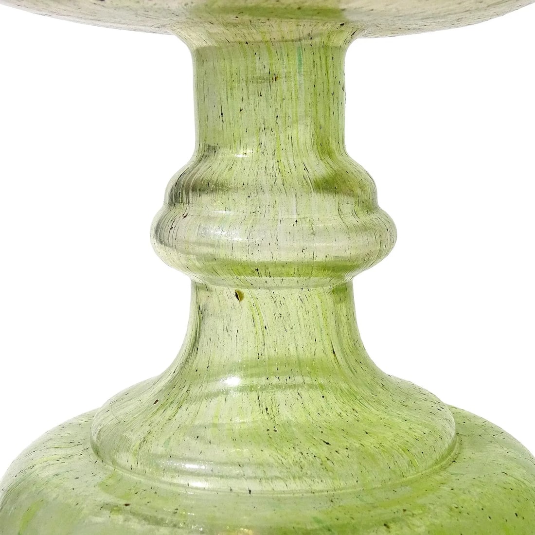 Antique Victorian Era Green Pink White Opalescent Crimped Rim Footed Flower Compote Bowl Vase - 8