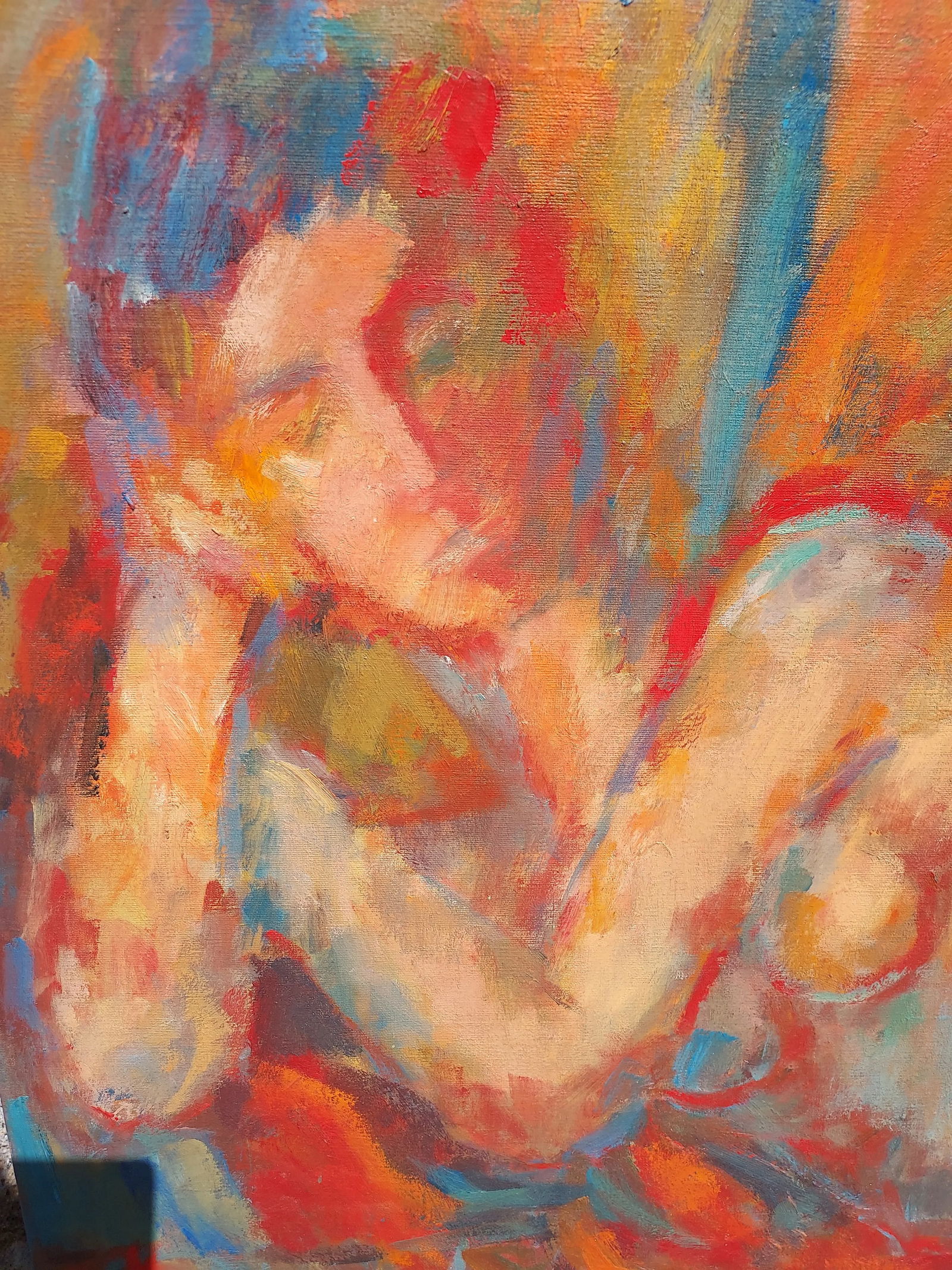 Mid 20th Century Expressionist Reclining Nude Oil Painting on Canvas - 2