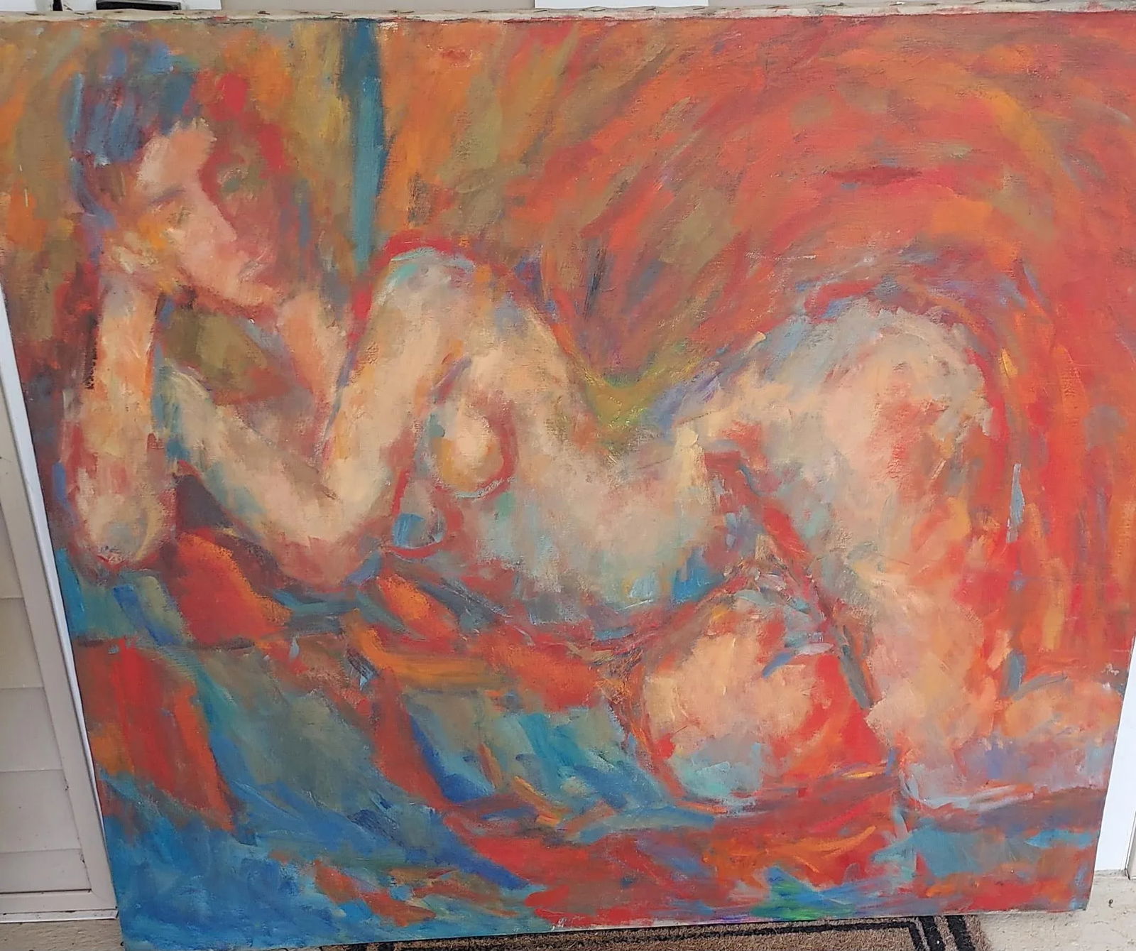 Mid 20th Century Expressionist Reclining Nude Oil Painting on Canvas - 3