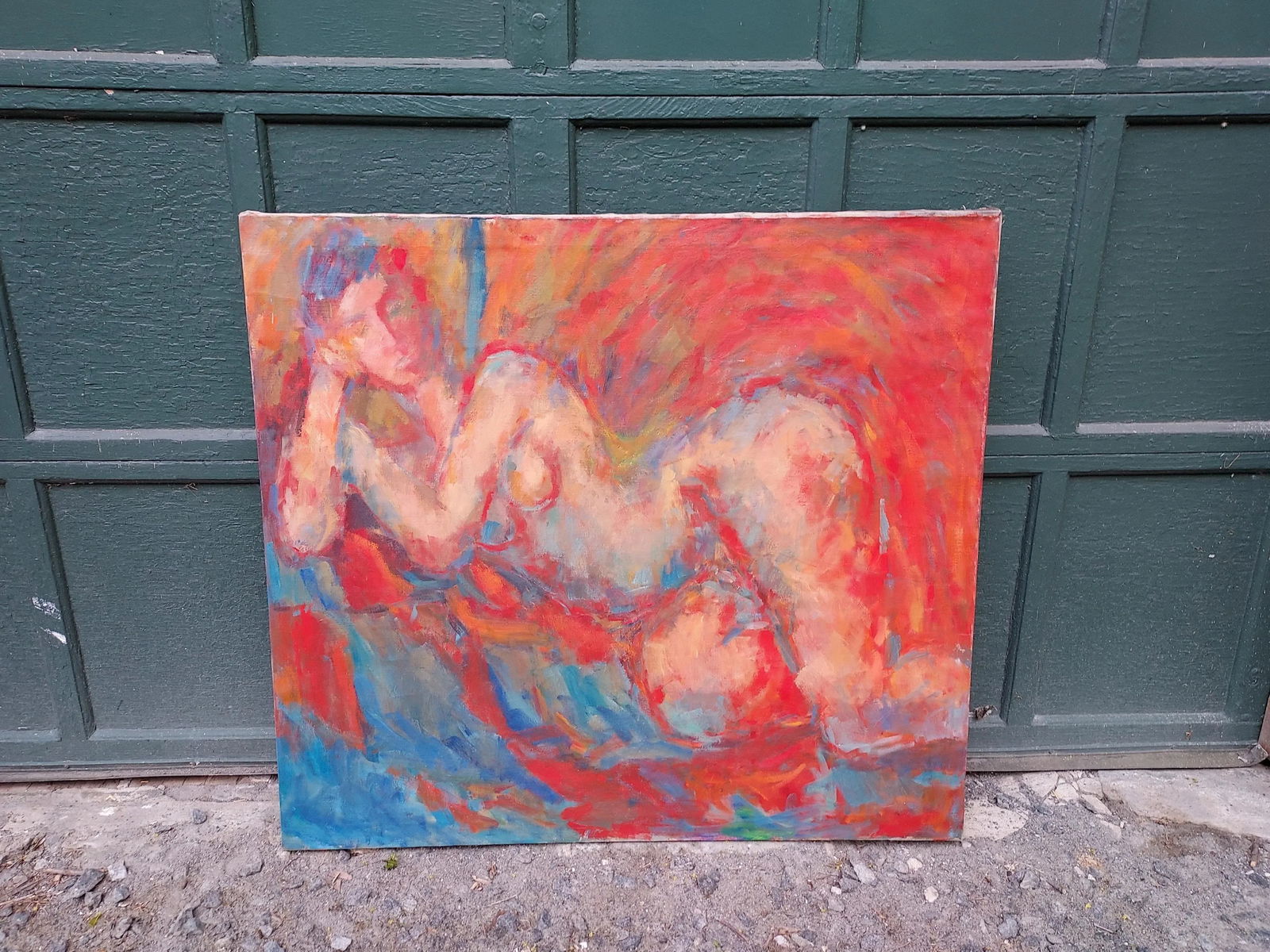 Mid 20th Century Expressionist Reclining Nude Oil Painting on Canvas - 5