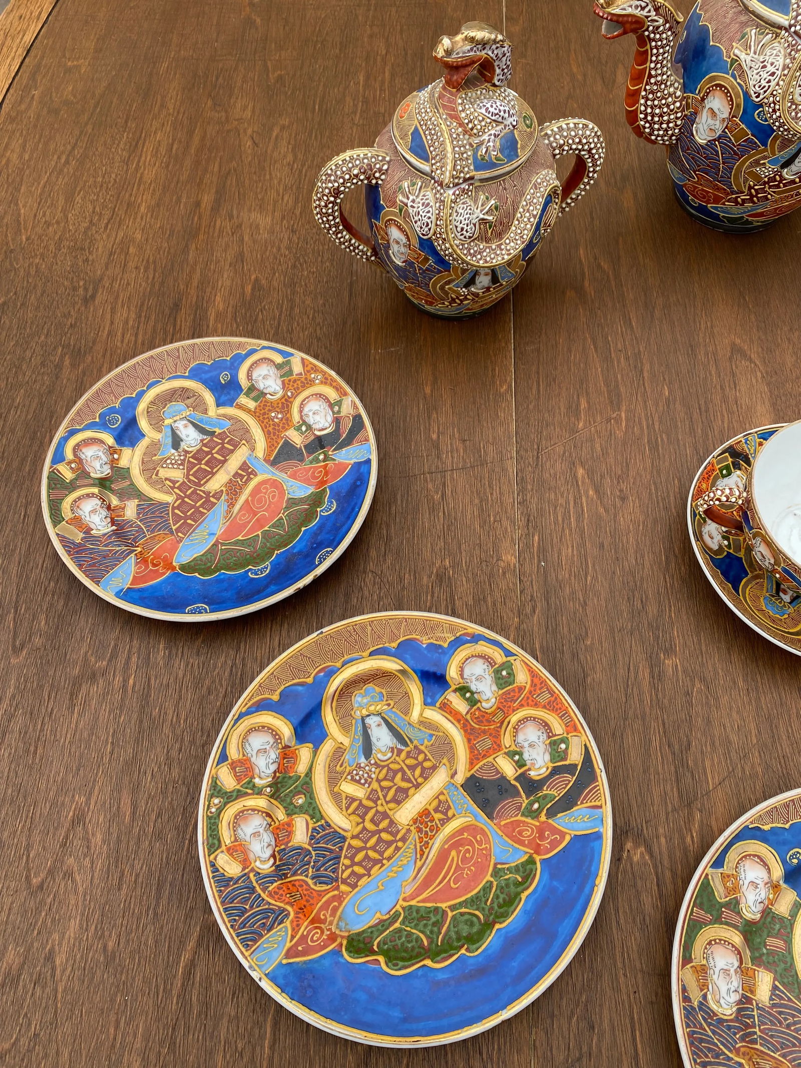 Vintage Mid-Century Modern Japanese Imari Tea Set- 11 Pieces - 3