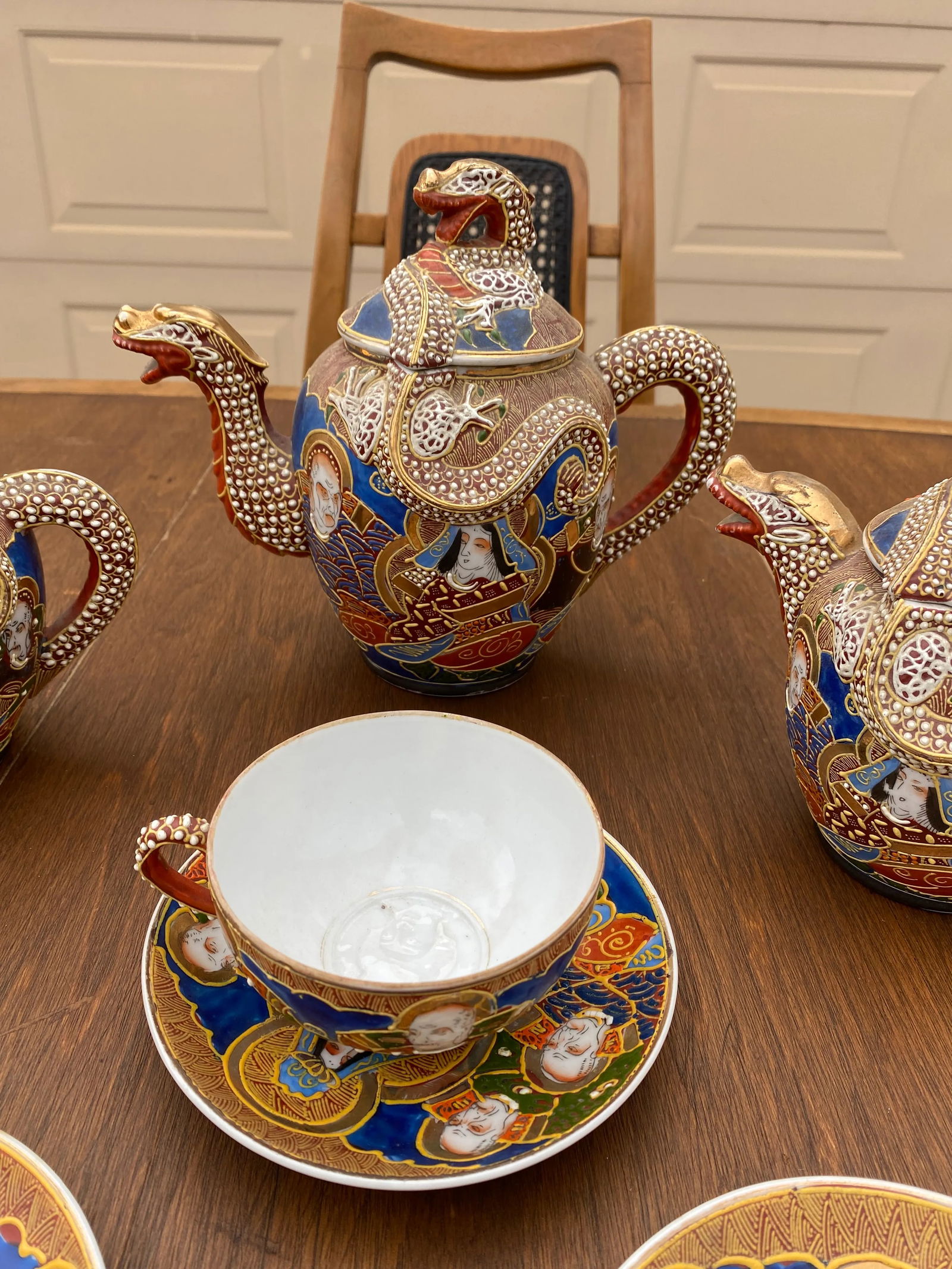 Vintage Mid-Century Modern Japanese Imari Tea Set- 11 Pieces - 4