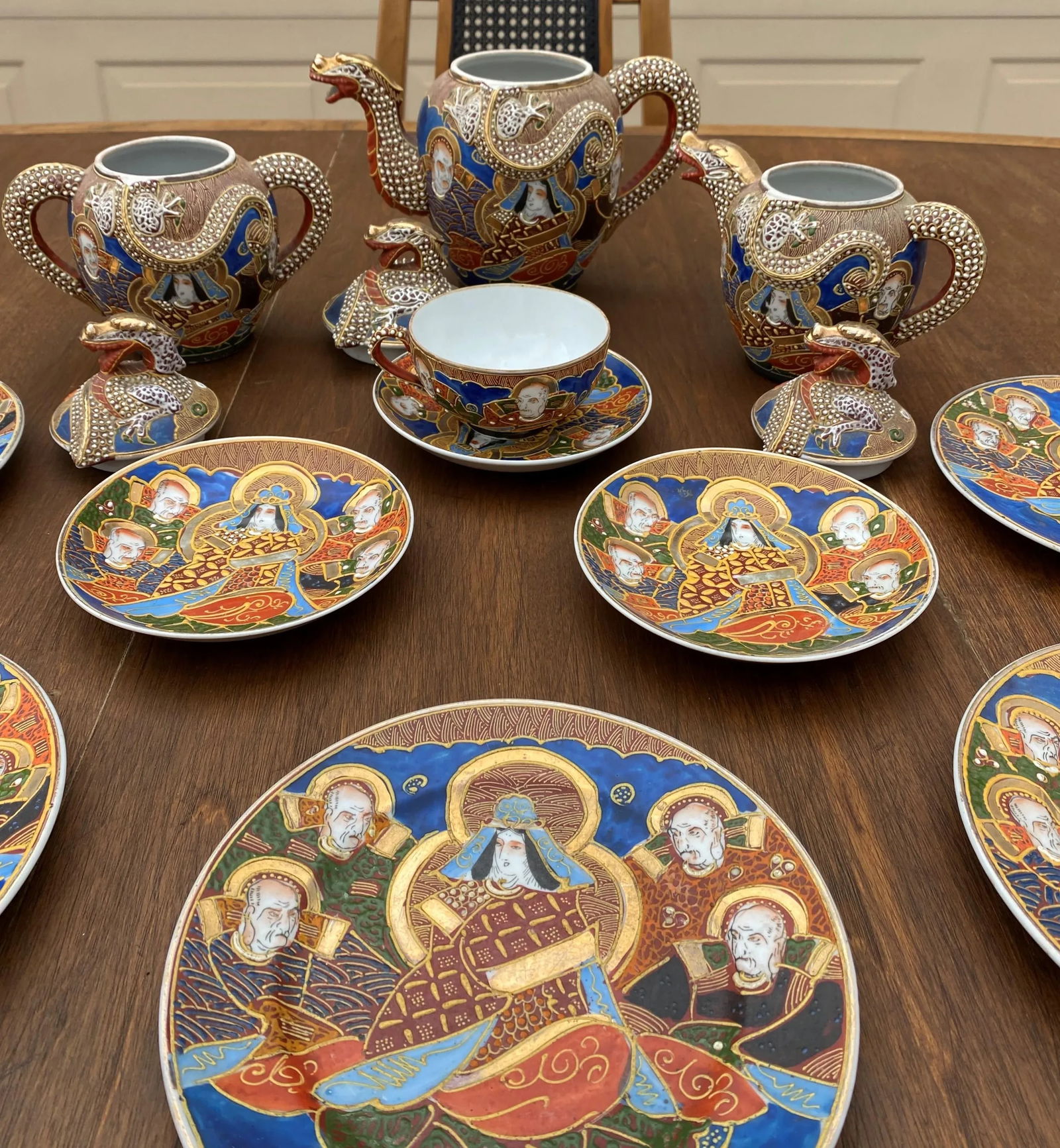 Vintage Mid-Century Modern Japanese Imari Tea Set- 11 Pieces - 5