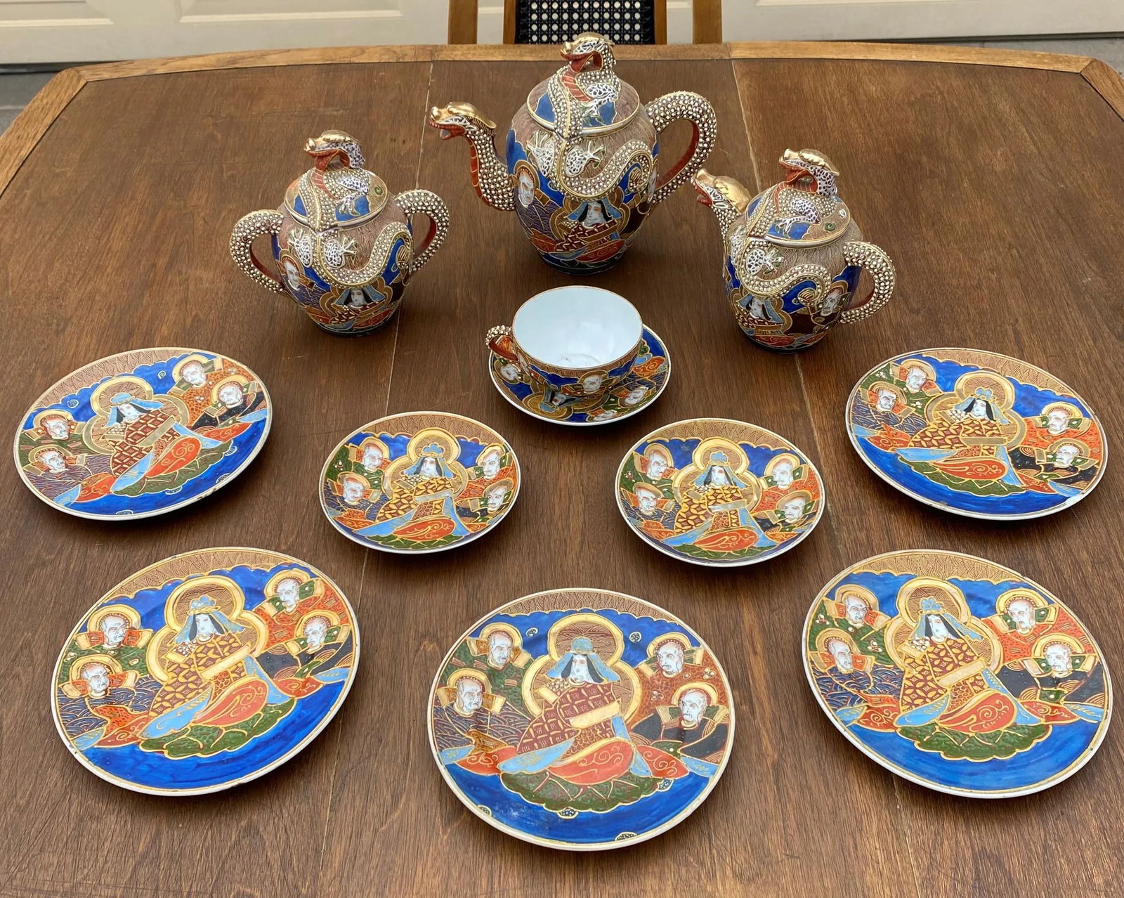 Vintage Mid-Century Modern Japanese Imari Tea Set- 11 Pieces - 8