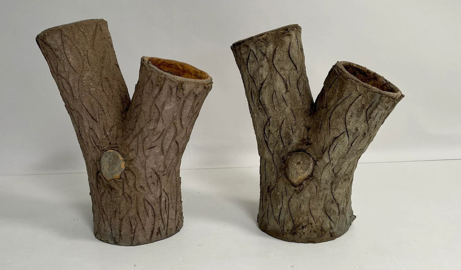 Vintage Faux Bois Planters - Set of 2 - 2