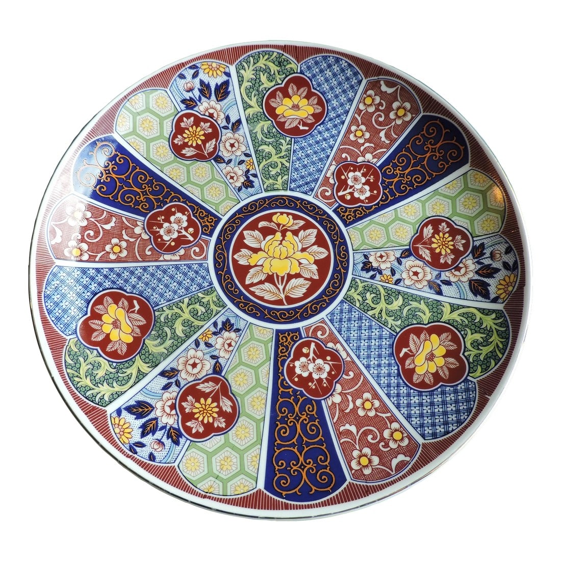 Late 20th Century Japanese Imari Porcelain Charger by Bijutsu: This Japanese Imari ware porcelain charger was made by the Bijutsu Art Ceramics Company and it was made in the 1970's. This charger was made with a high quality bright colorful overglaze enamel transf