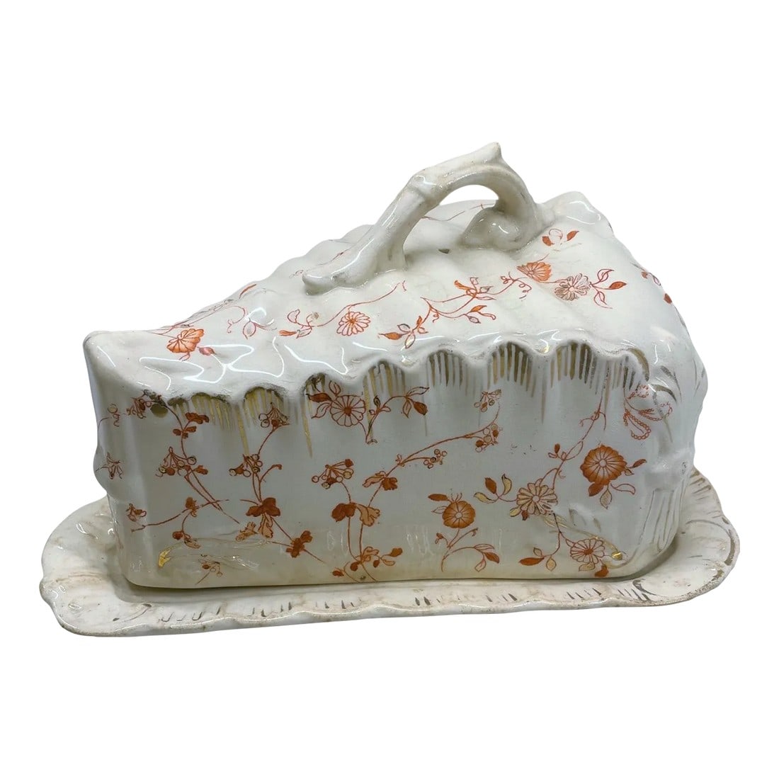 Antique 19th Century English Majolica Covered Cheese Dish (1 of 11)