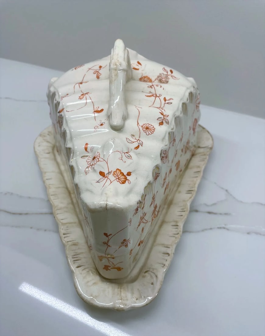 Antique 19th Century English Majolica Covered Cheese Dish - 3