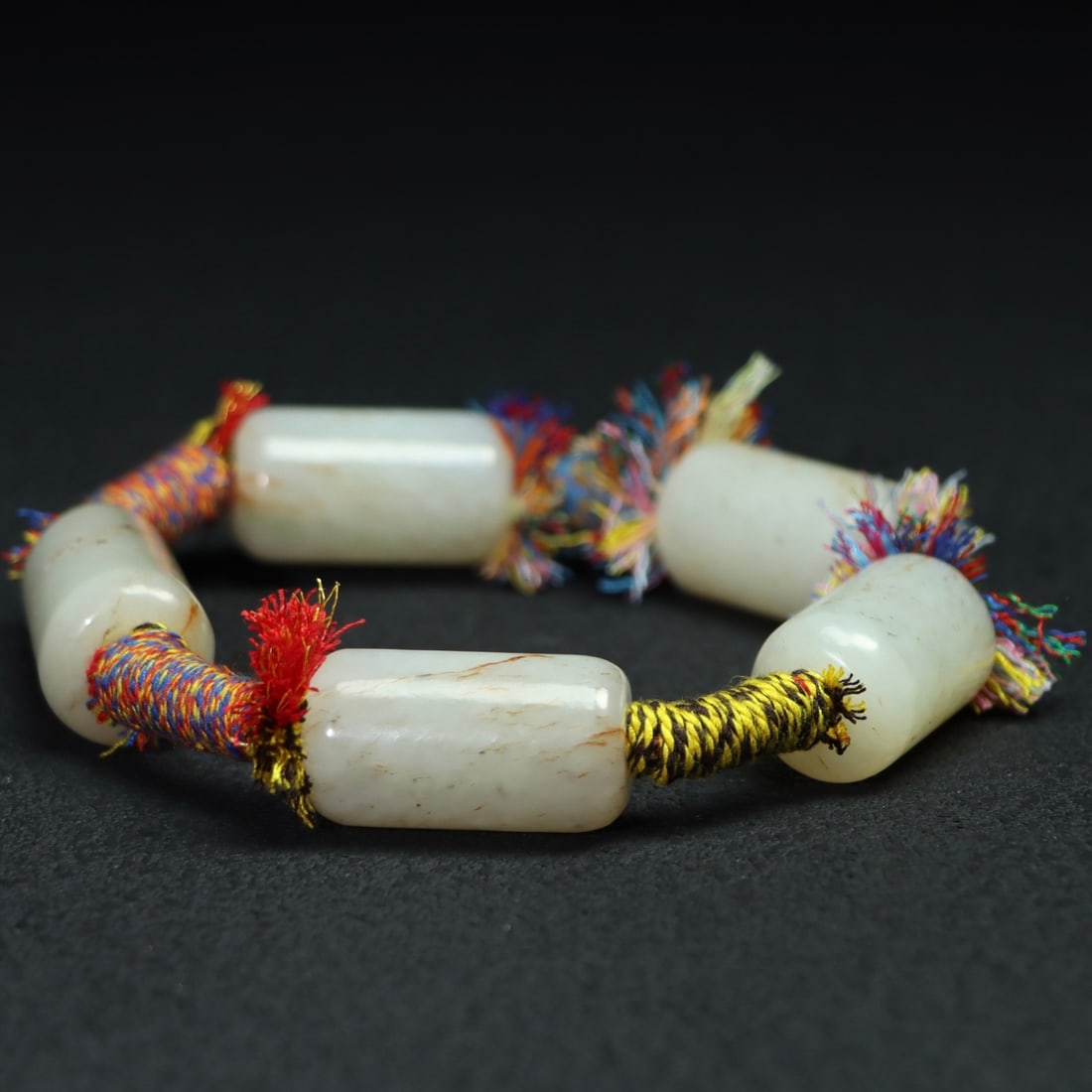 Chinese Hetian Jade Cong Bracelet Hand Chain - 2