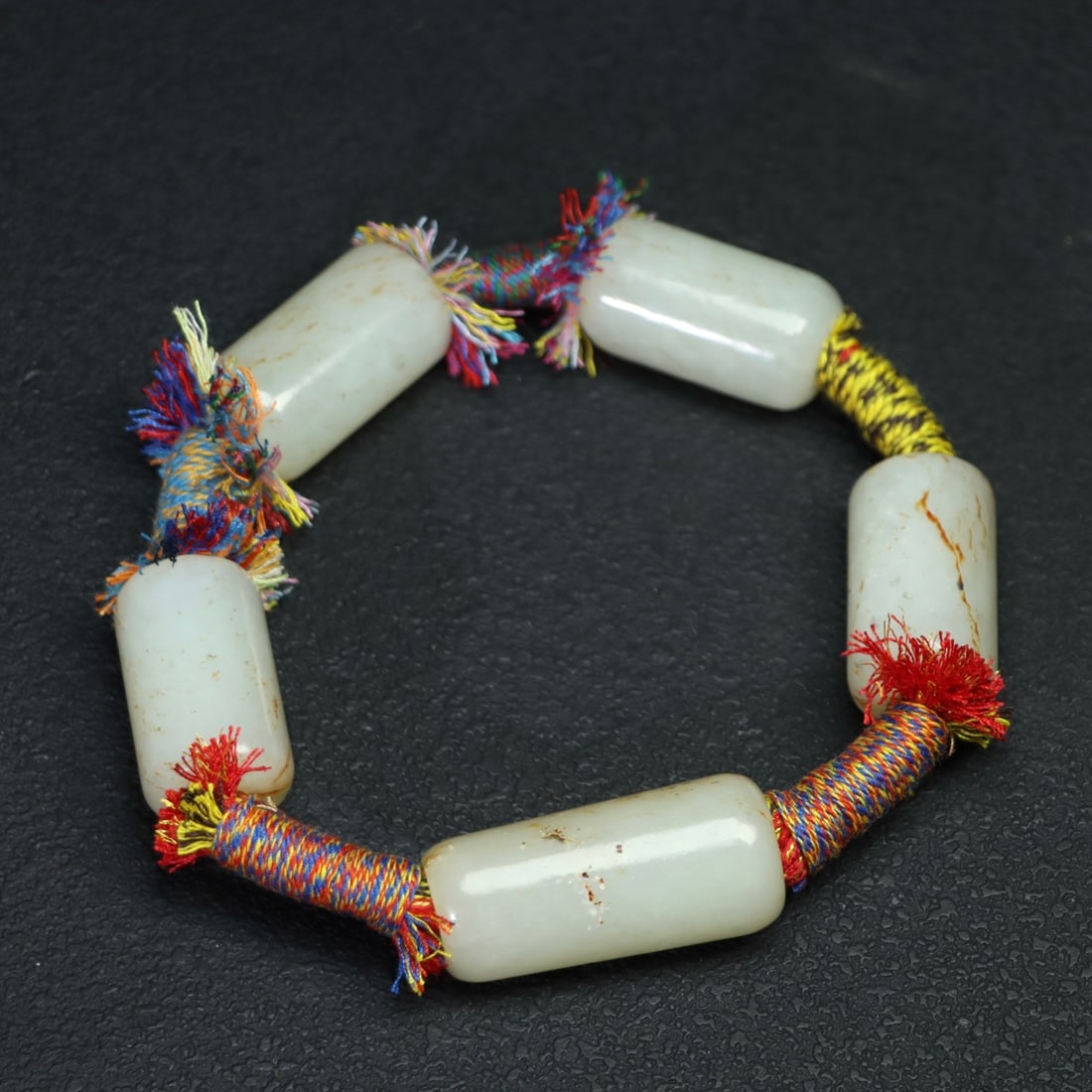 Chinese Hetian Jade Cong Bracelet Hand Chain - 3