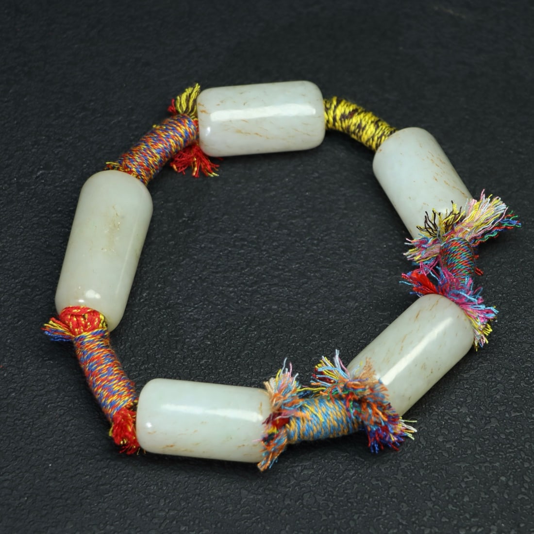 Chinese Hetian Jade Cong Bracelet Hand Chain - 4