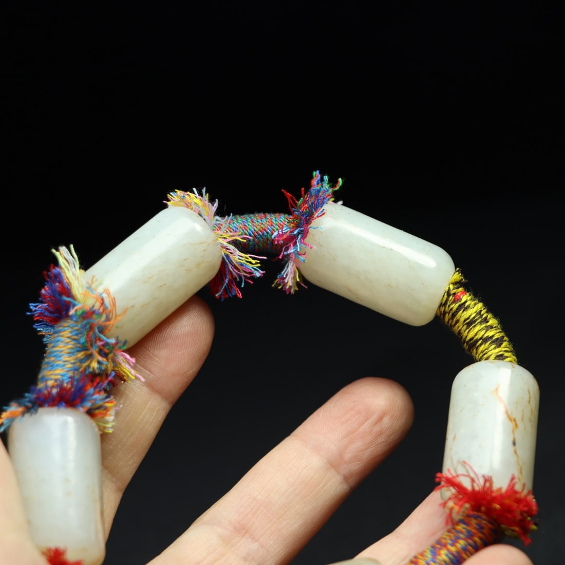 Chinese Hetian Jade Cong Bracelet Hand Chain - 5