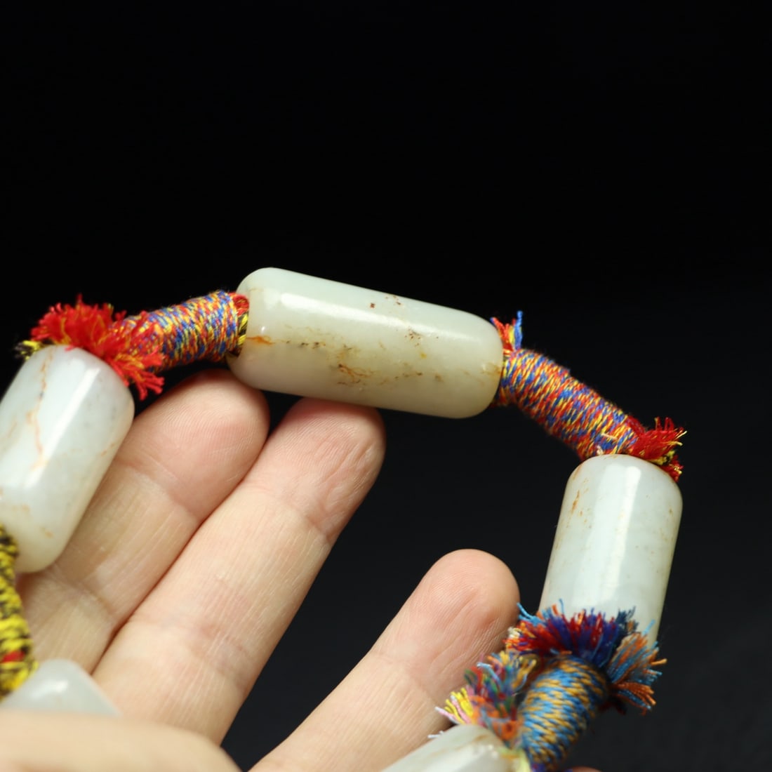 Chinese Hetian Jade Cong Bracelet Hand Chain - 6