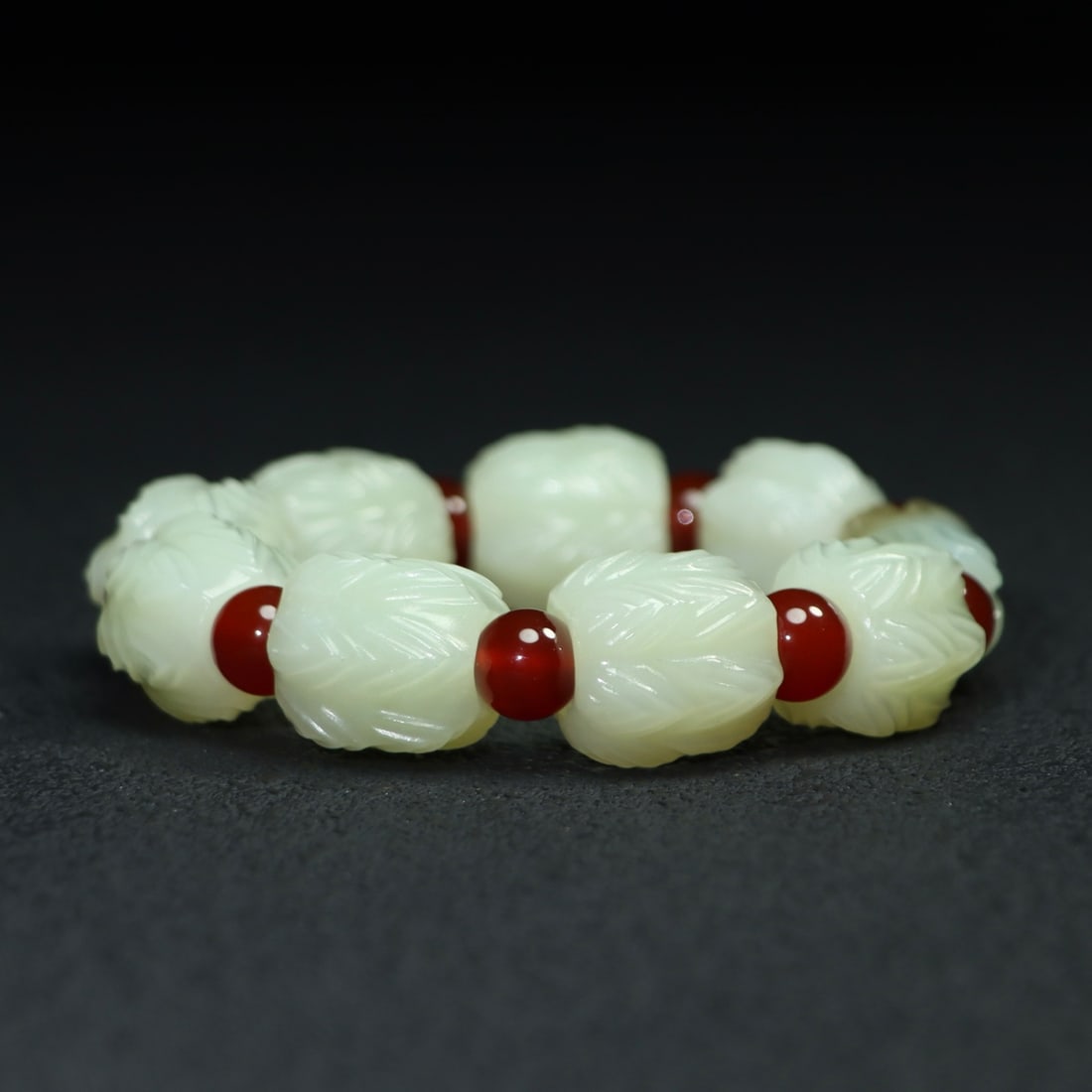 Chinese Hetian Jade Lotus Bracelet Hand Chain (1 of 6)