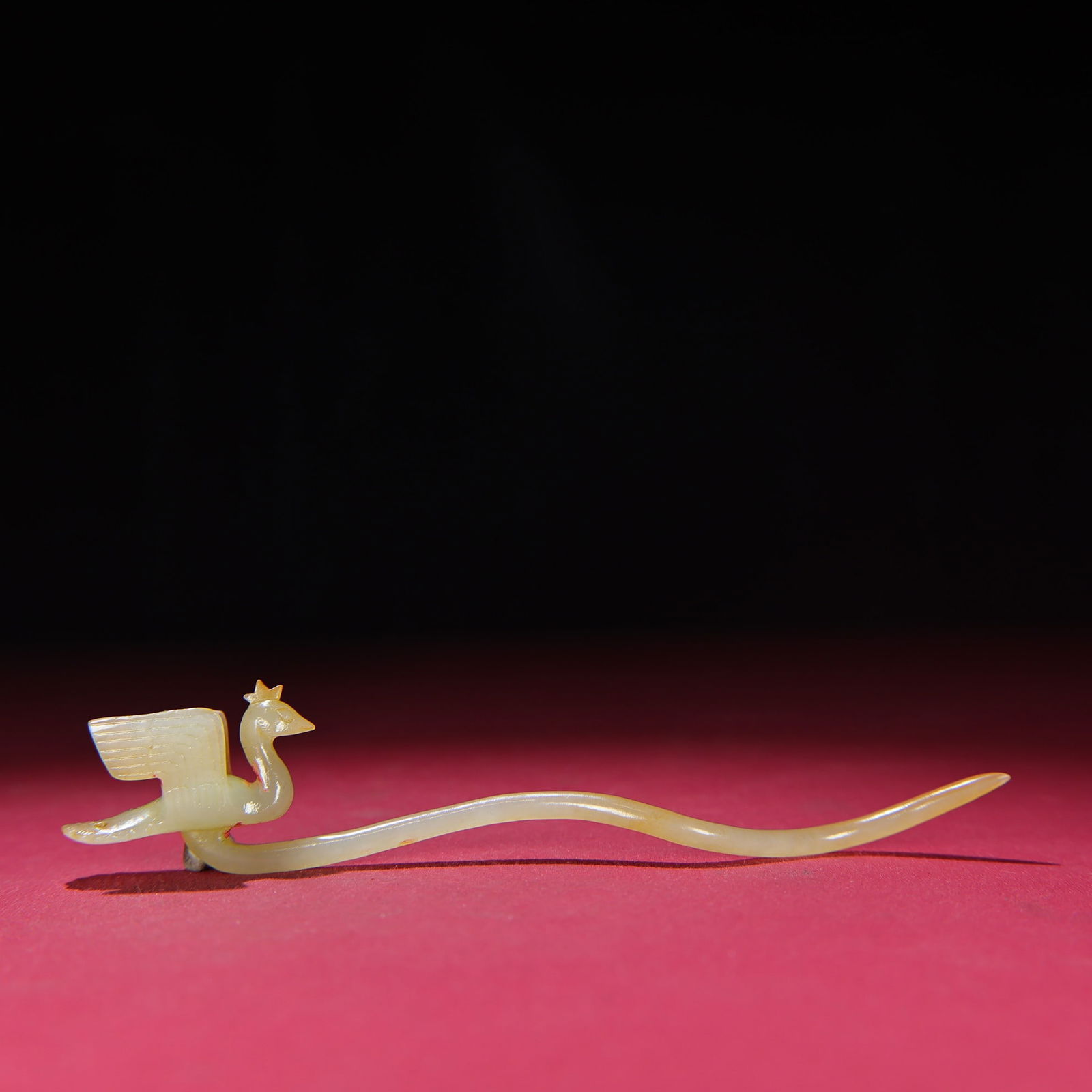 Old Chinese Hetian Jade Phoenix Hairpin - 2