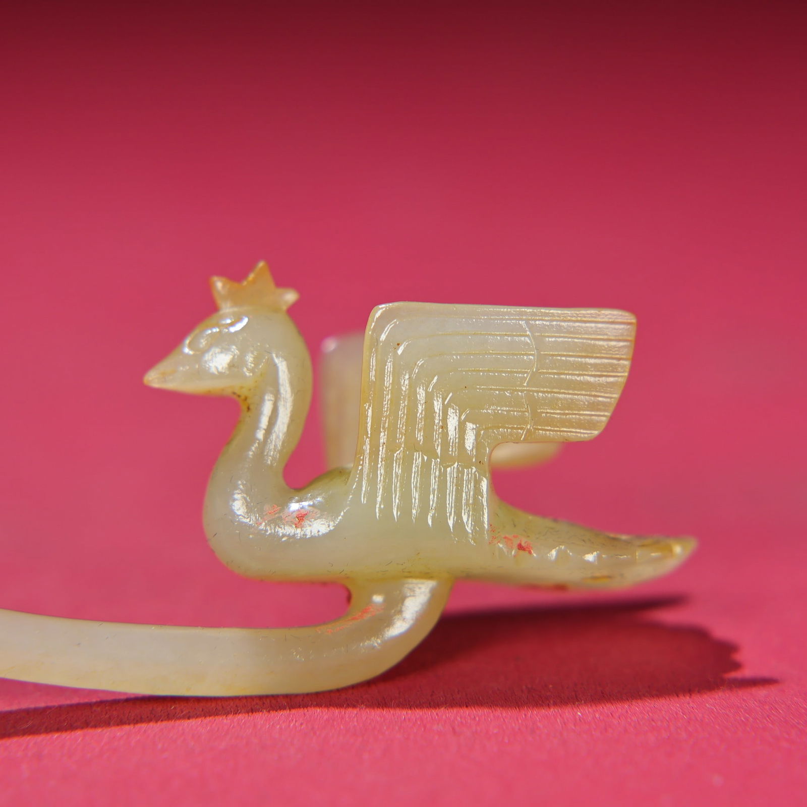 Old Chinese Hetian Jade Phoenix Hairpin - 7