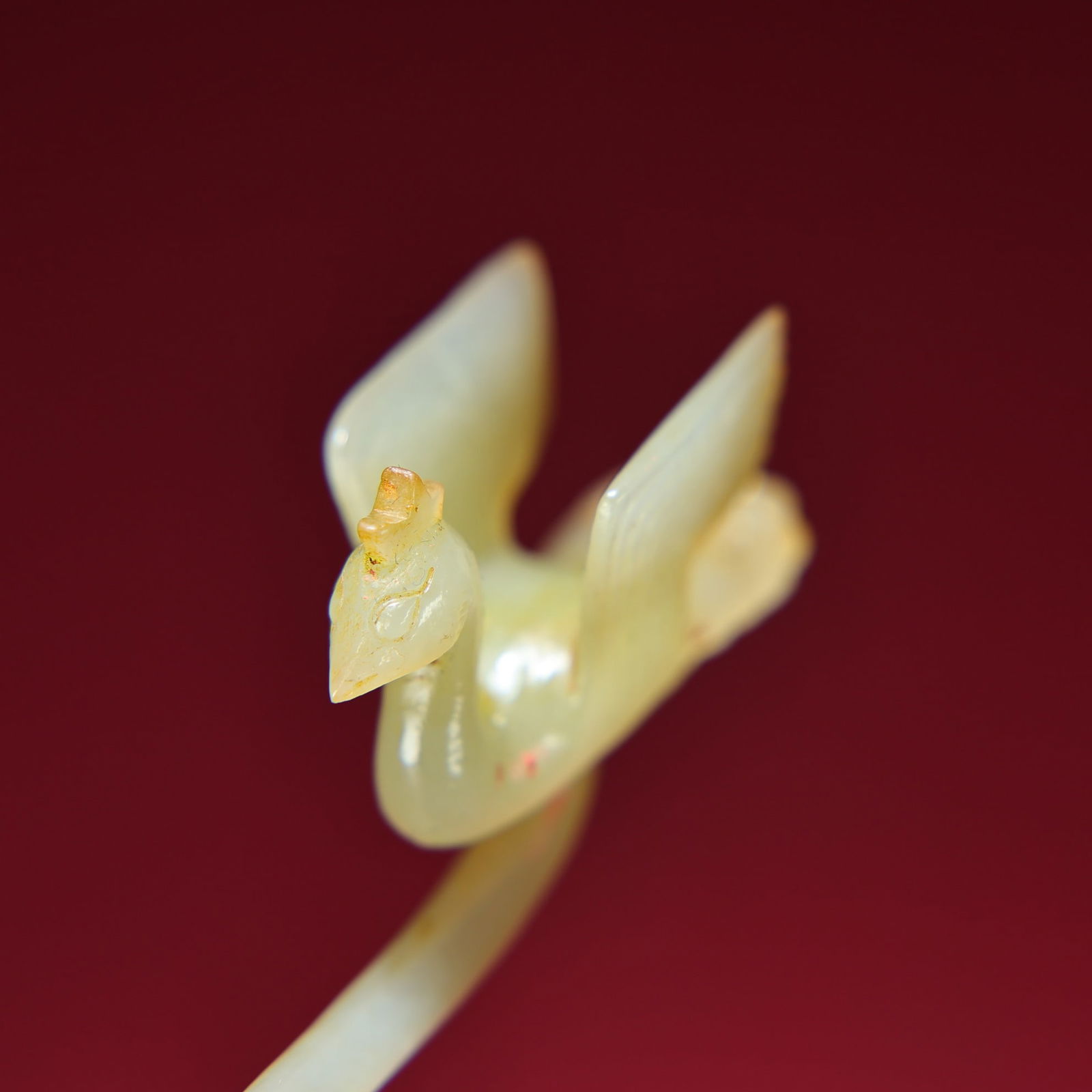 Old Chinese Hetian Jade Phoenix Hairpin - 8